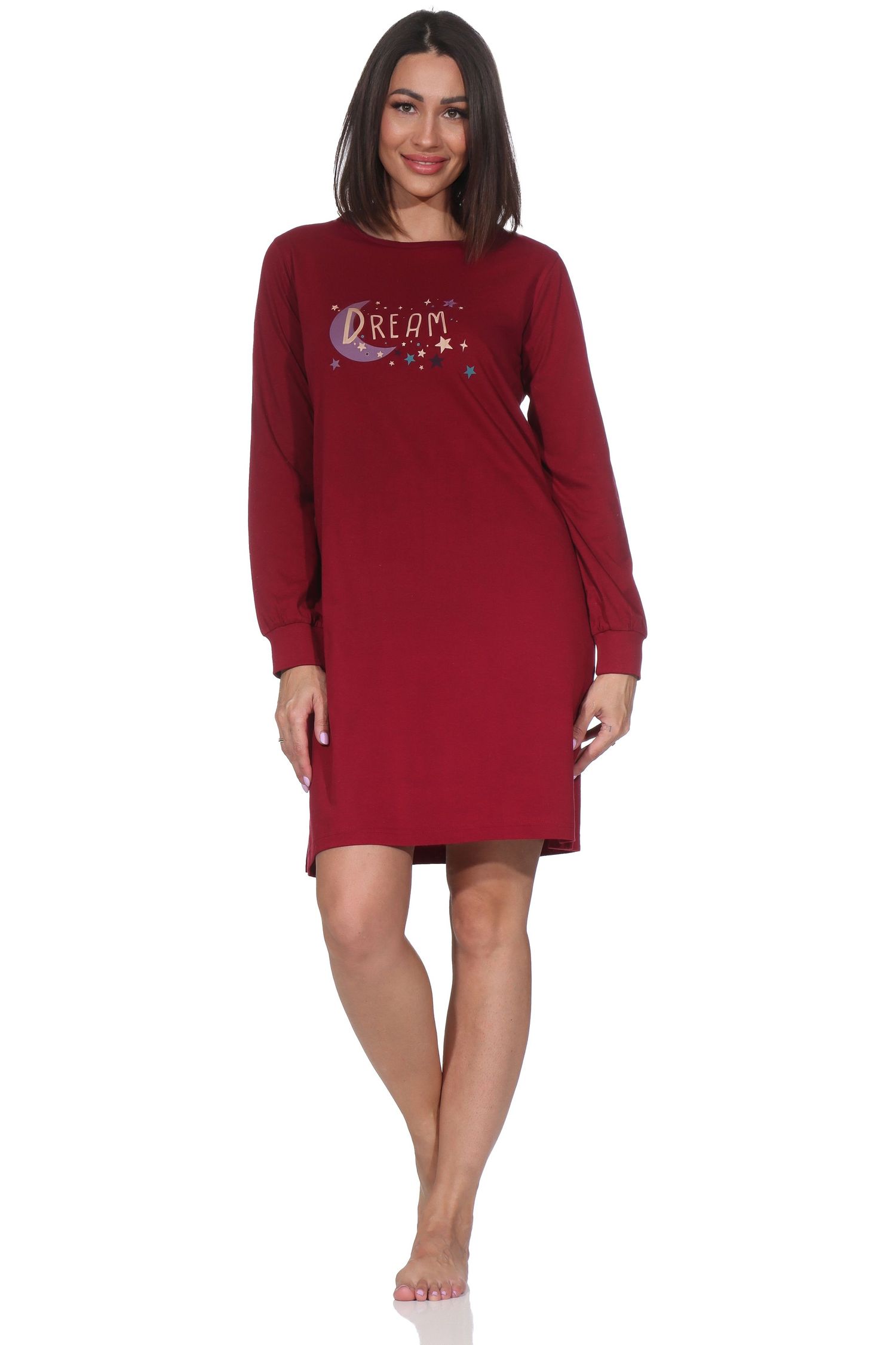 Normann Damen langarm Nachthemd mit Bündchen im Sterne Design – auch in Übergrößen Normann Damen langarm Nachthemd mit Bündchen im Sterne Design – auch in Übergrößen