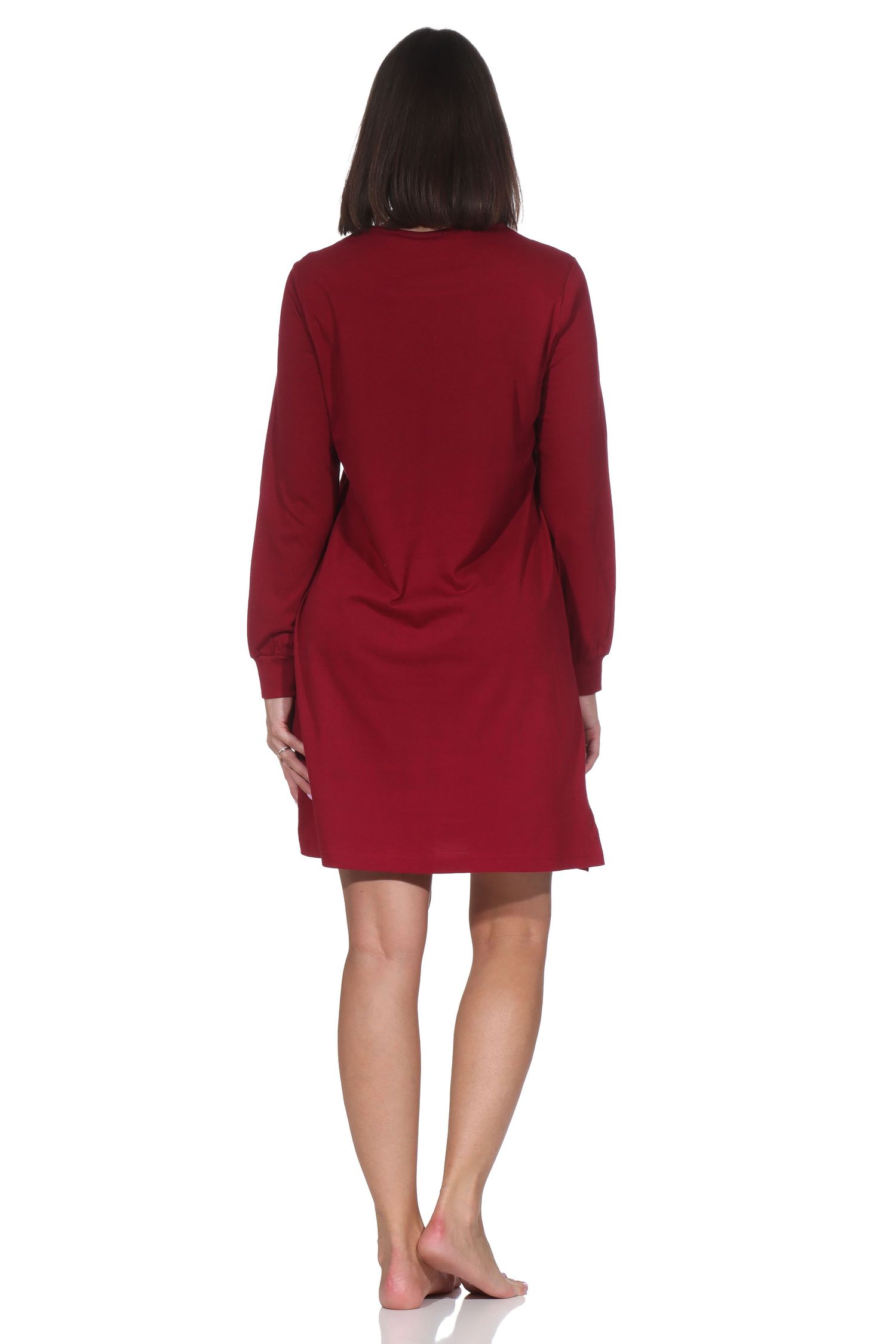 Normann Damen langarm Nachthemd mit Bündchen im Sterne Design – auch in Übergrößen