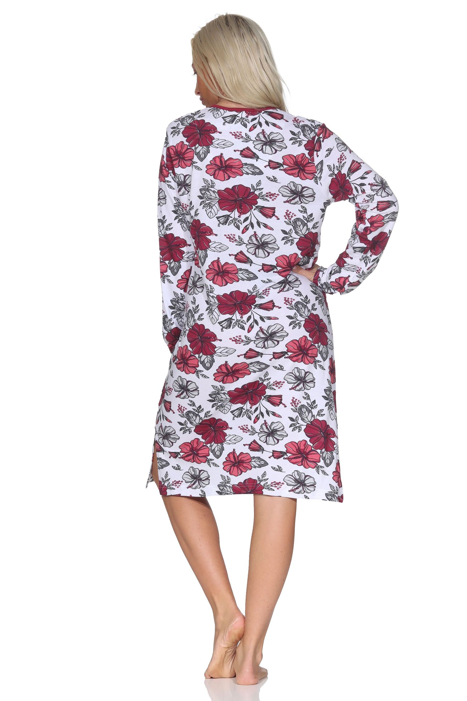 Normann Damen langarm Nachthemd in floralem Design - auch in Übergrößen erhältlich