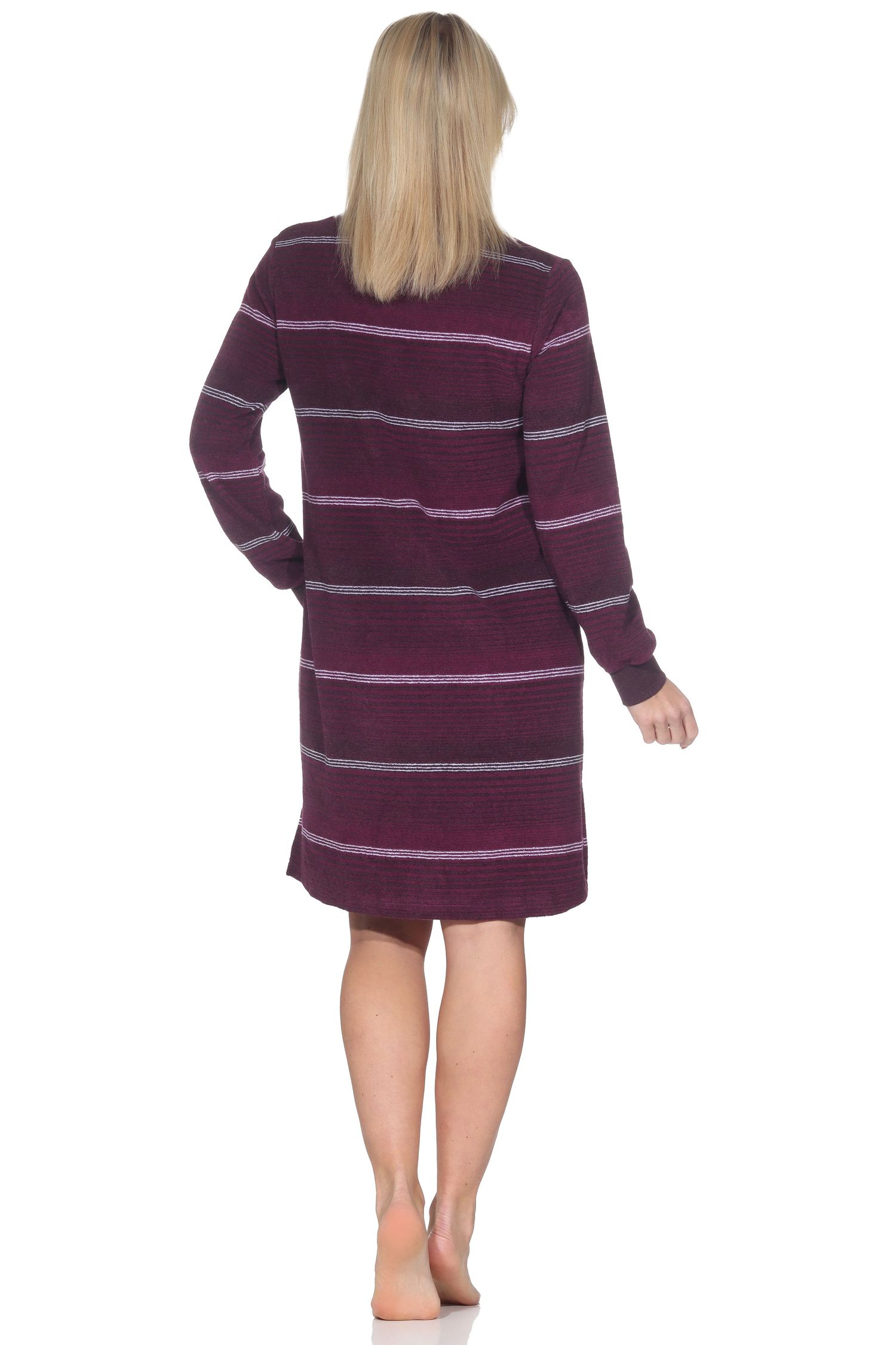 Normann Damen Frottee Nachthemd mit Bündchen in edler Streifenoptik - auch in Übergröße Normann Damen Frottee Nachthemd mit Bündchen in edler Streifenoptik - auch in Übergröße