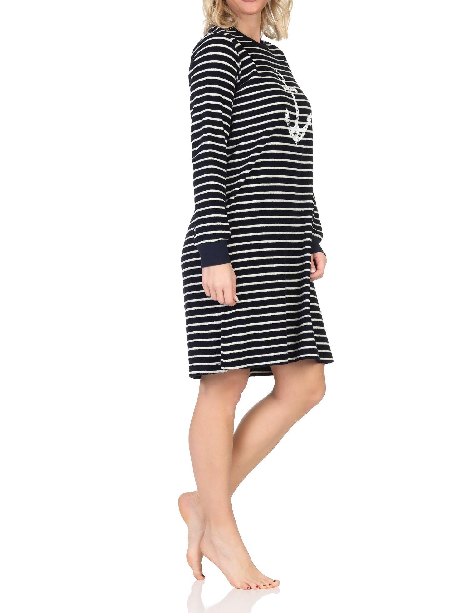 Normann Damen Frottee Nachthemd in maritimer Optik und Anker Motiv – auch in Übergröße Normann Damen Frottee Nachthemd in maritimer Optik und Anker Motiv – auch in Übergröße