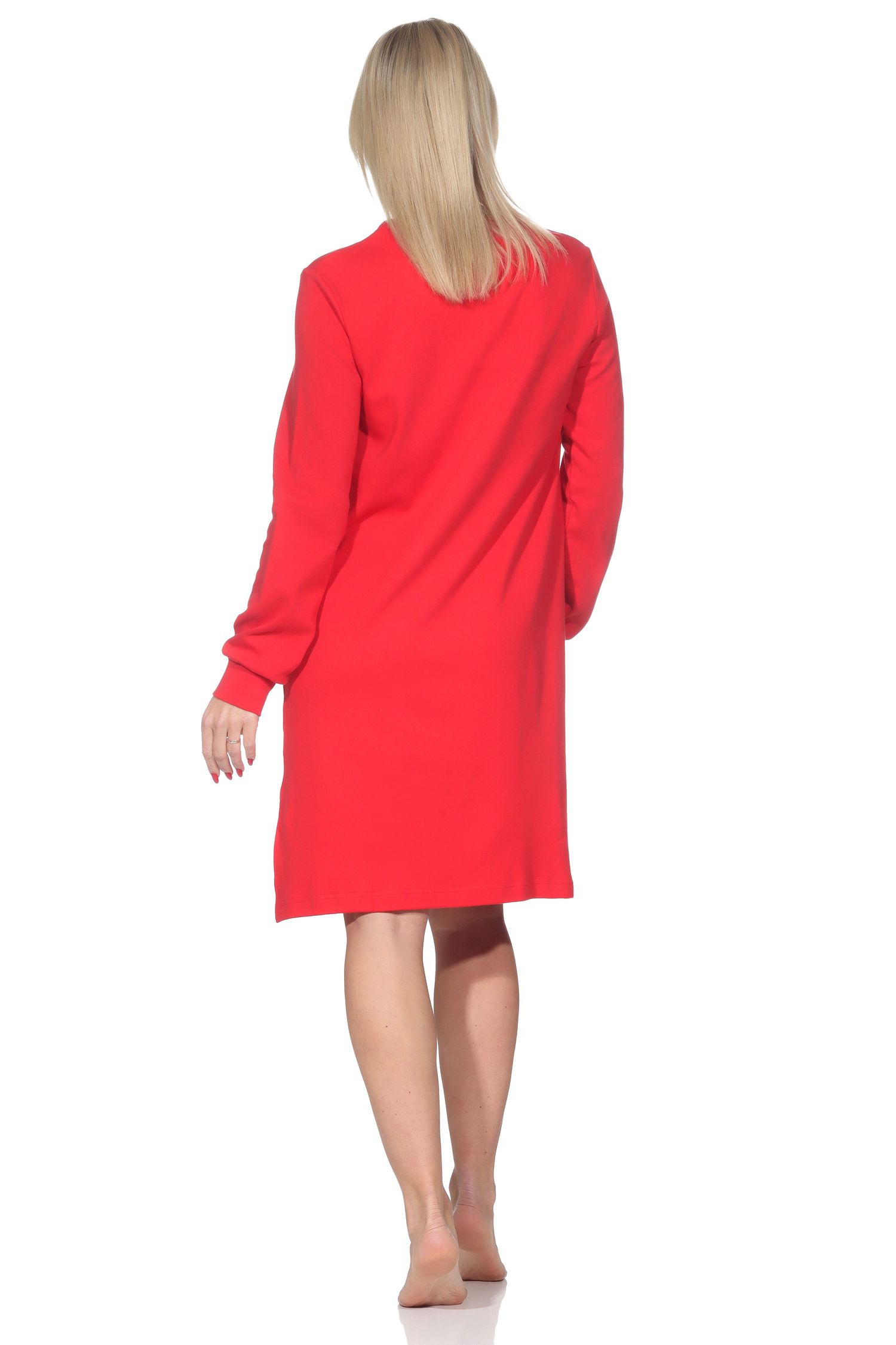 Damen langarm Nachthemd mit Herz-Motiv in Kuschel Interlock Qualität - auch in Übergröße