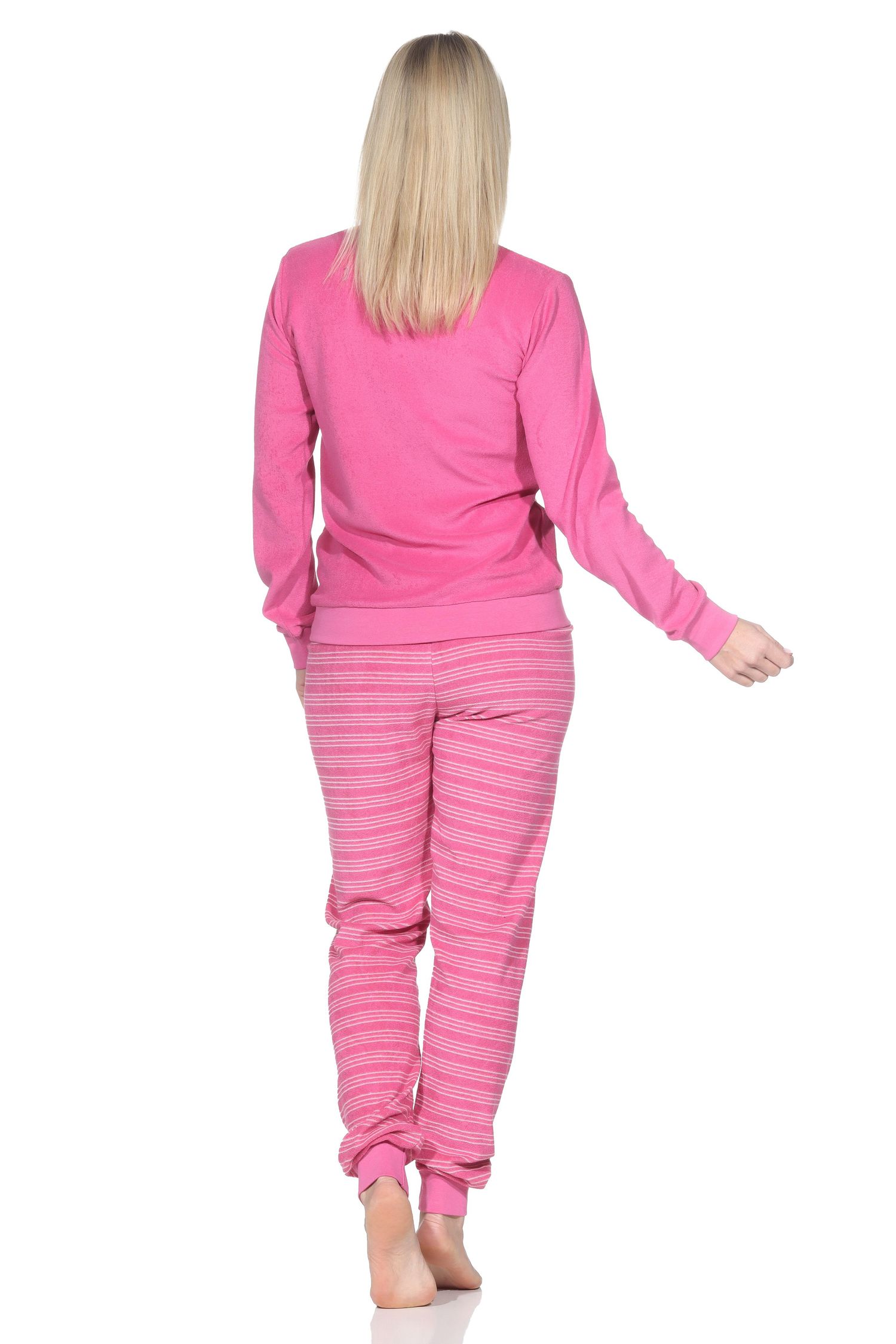 Normann Damen langarm Frottee Pyjama mit Bündchen in toller Optik – auch in Übergröße
