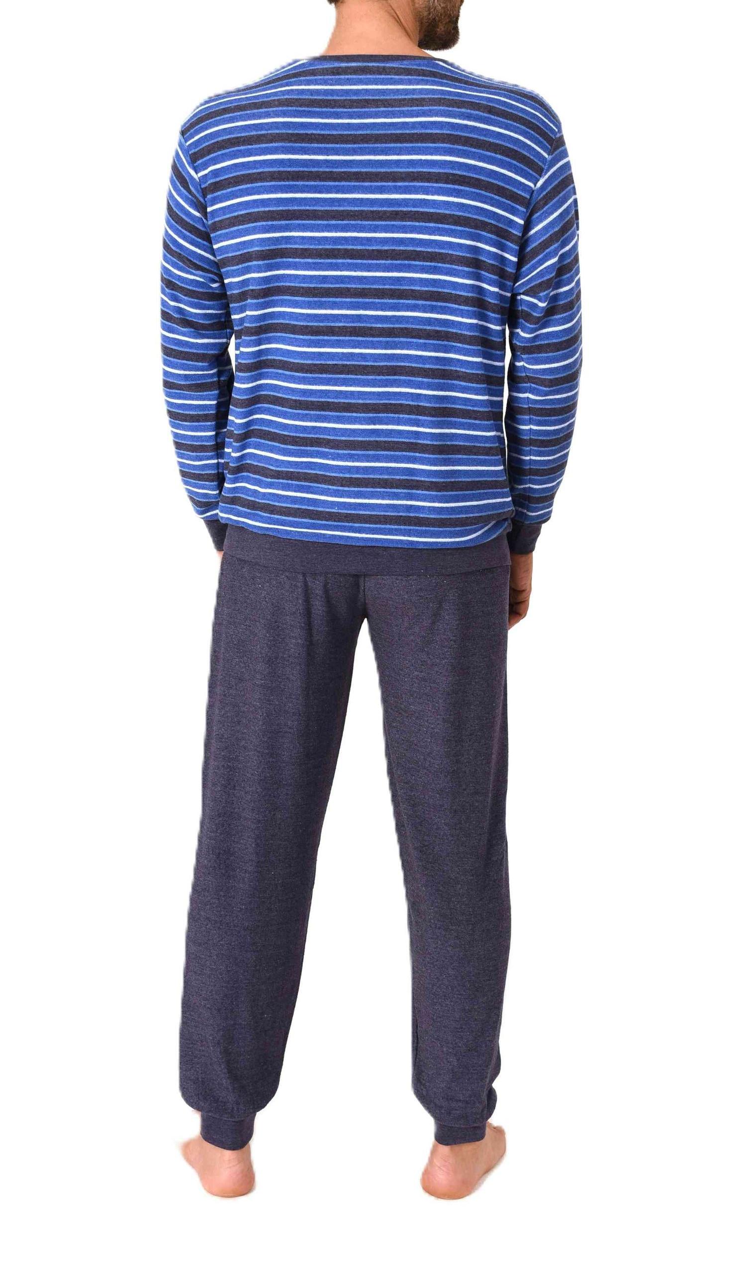 Normann Herren Frottee Schlafanzug langarm Pyjama mit Bündchen - auch in Übergrößen