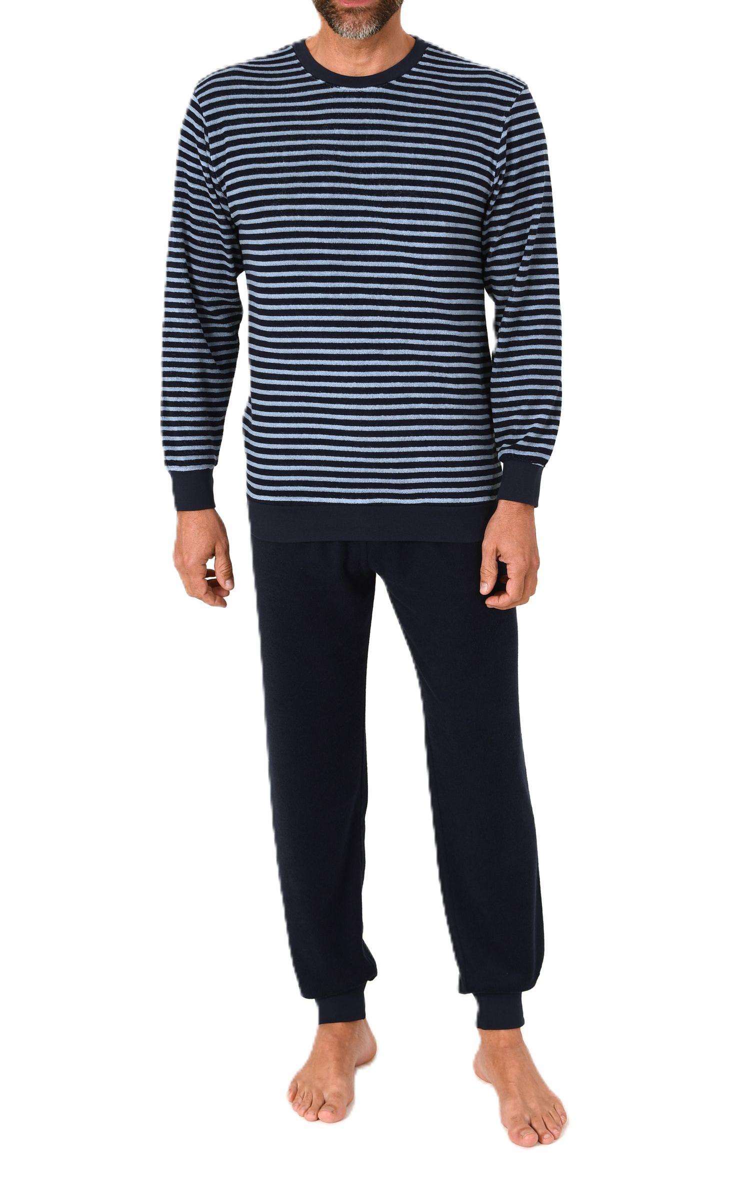 Normann Herren Frottee langarm Schlafanzug mit Bündchen – Pyjama auch in Übergrößen