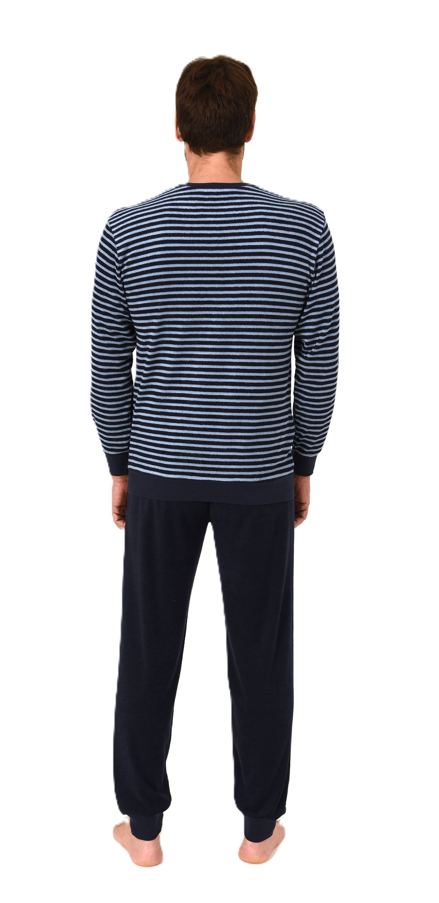 Normann Herren Frottee langarm Schlafanzug mit Bündchen – Pyjama auch in Übergrößen