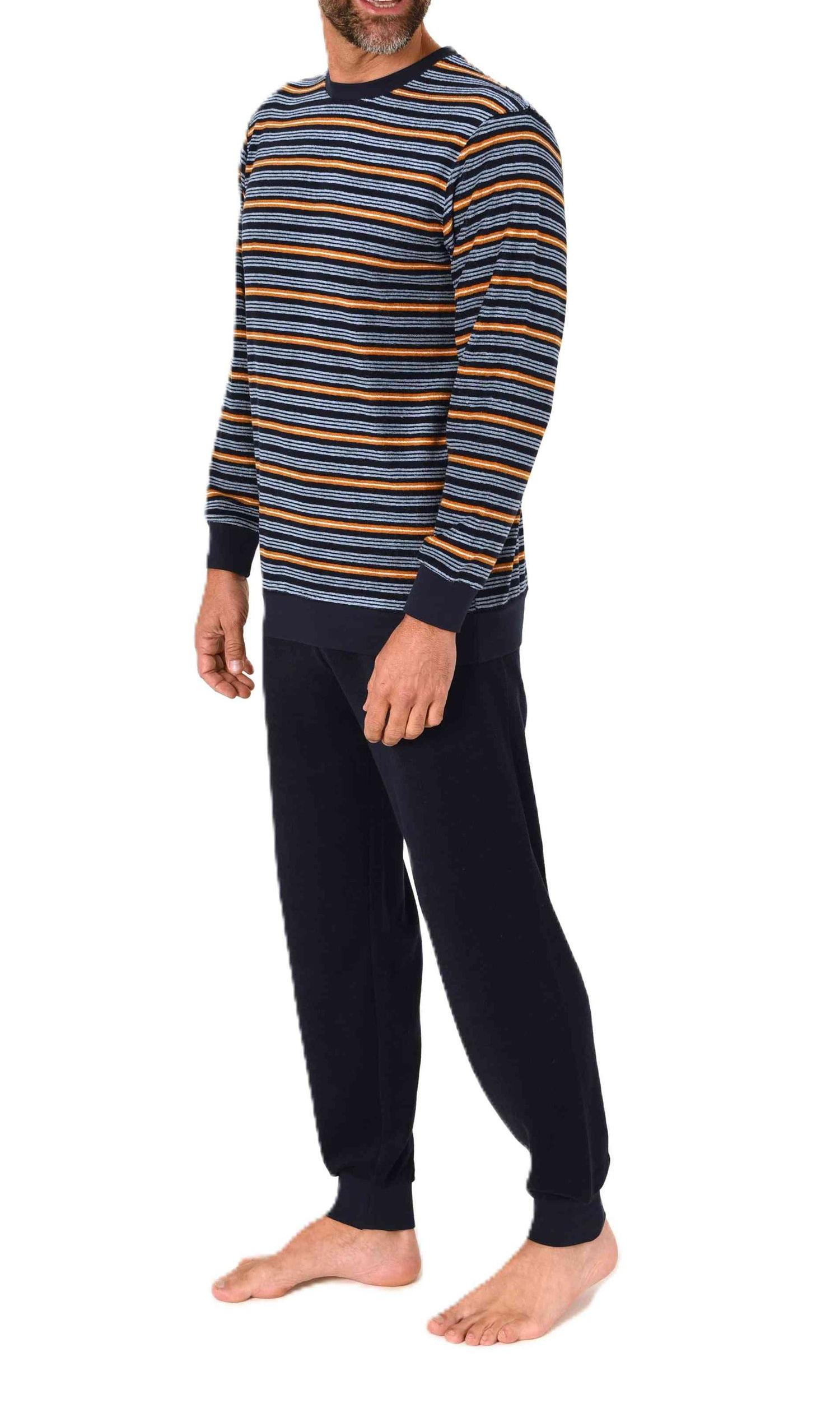 Normann Herren Frottee Schlafanzug lang mit Bündchen - auch in Übergrößen – elegante Optik