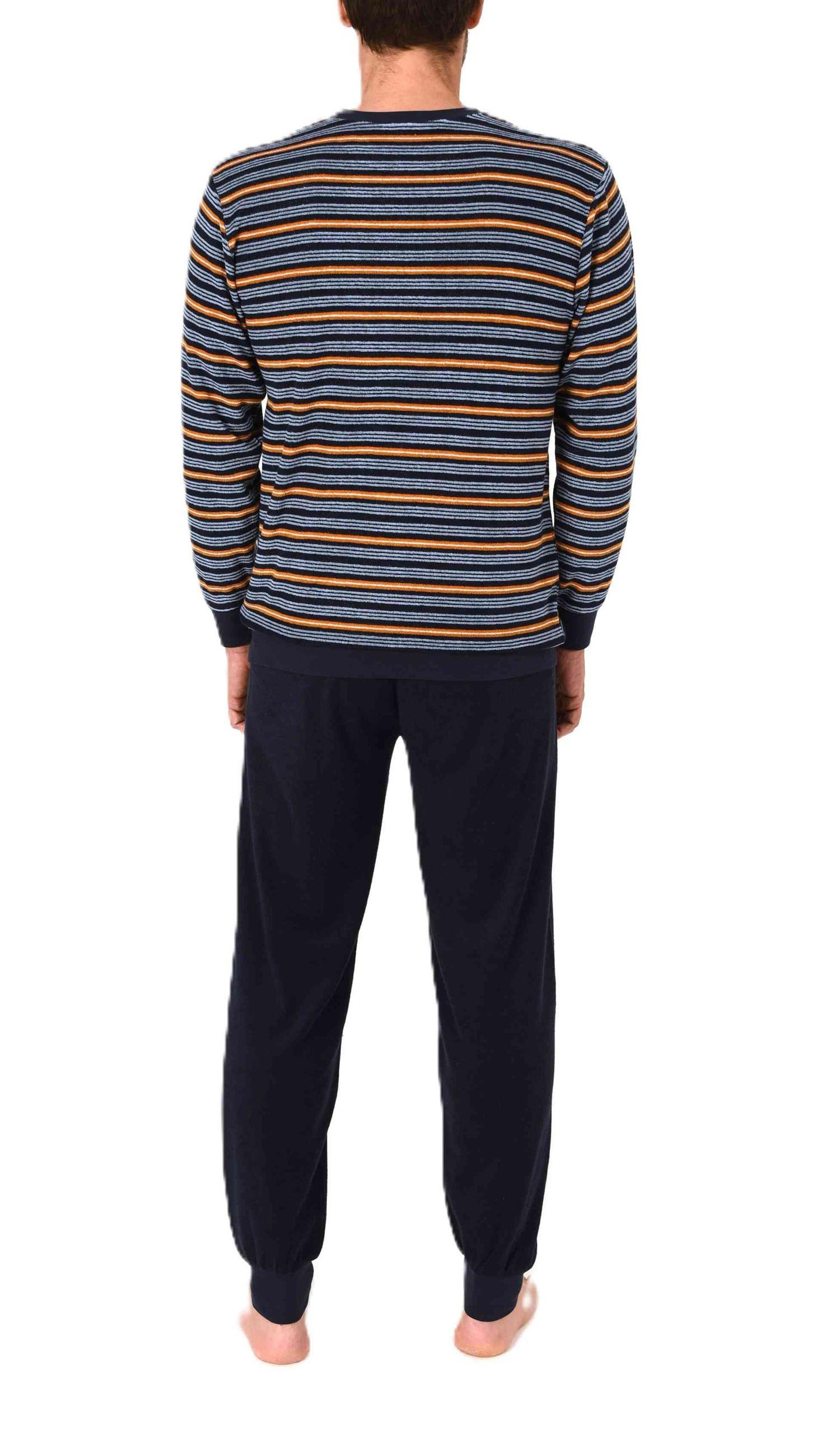 Normann Herren Frottee Schlafanzug lang mit Bündchen - auch in Übergrößen – elegante Optik