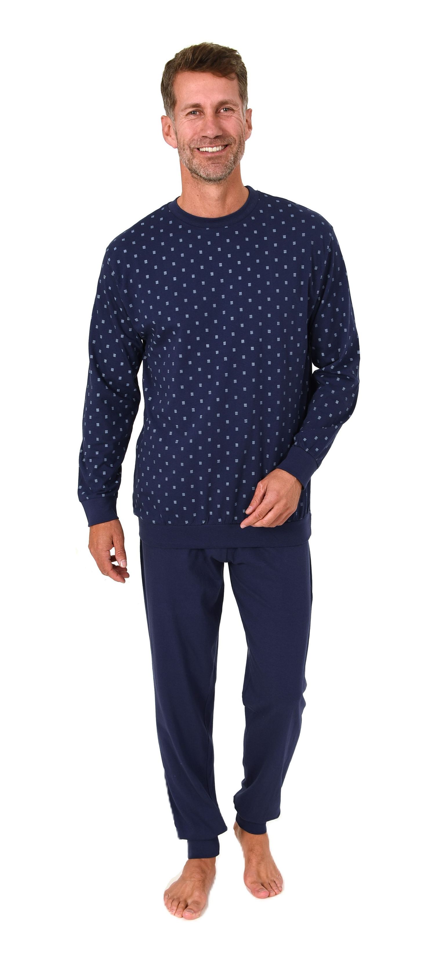 Normann Herren Schlafanzug langarm Pyjama mit Bündchen in eleganter Optik Normann Herren Schlafanzug langarm Pyjama mit Bündchen in eleganter Optik