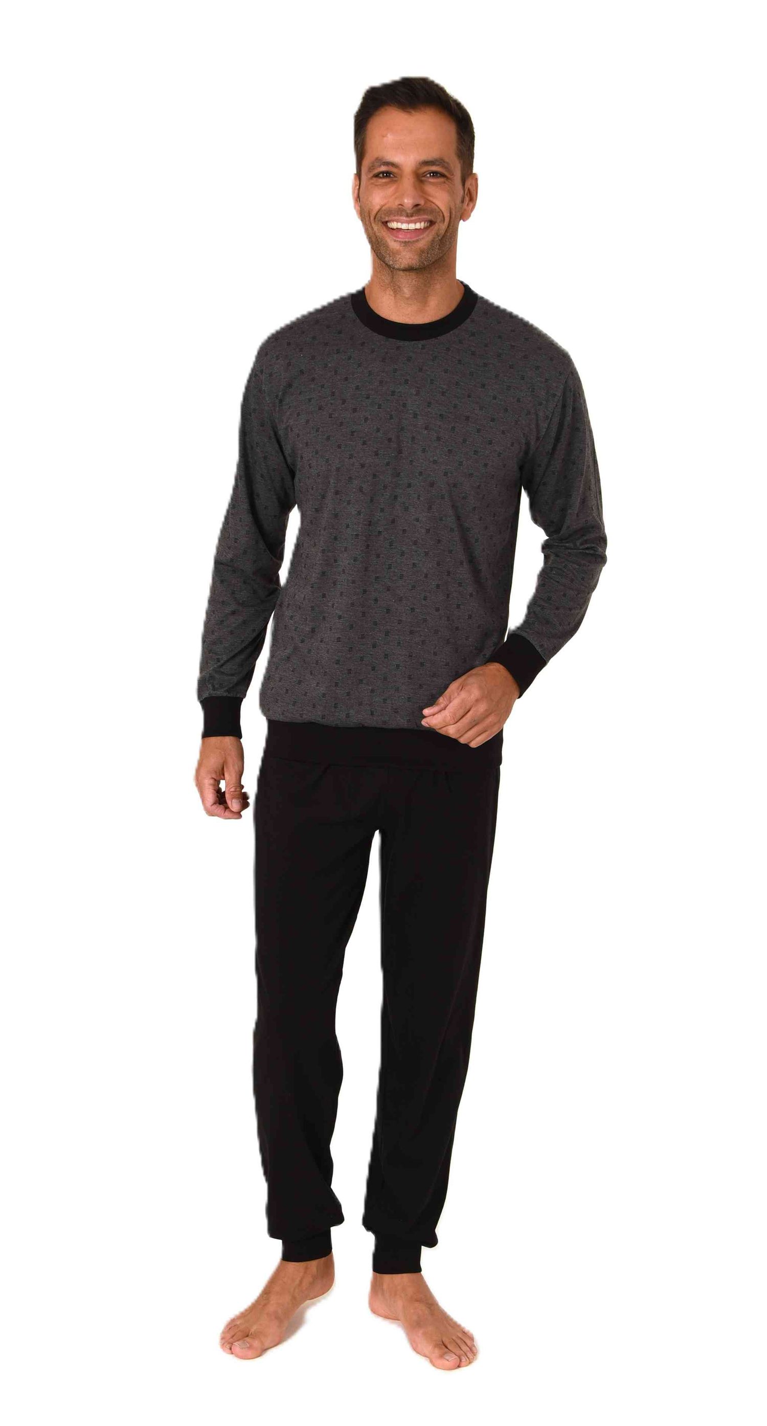 Normann Herren Schlafanzug langarm Pyjama mit Bündchen in eleganter Optik Normann Herren Schlafanzug langarm Pyjama mit Bündchen in eleganter Optik