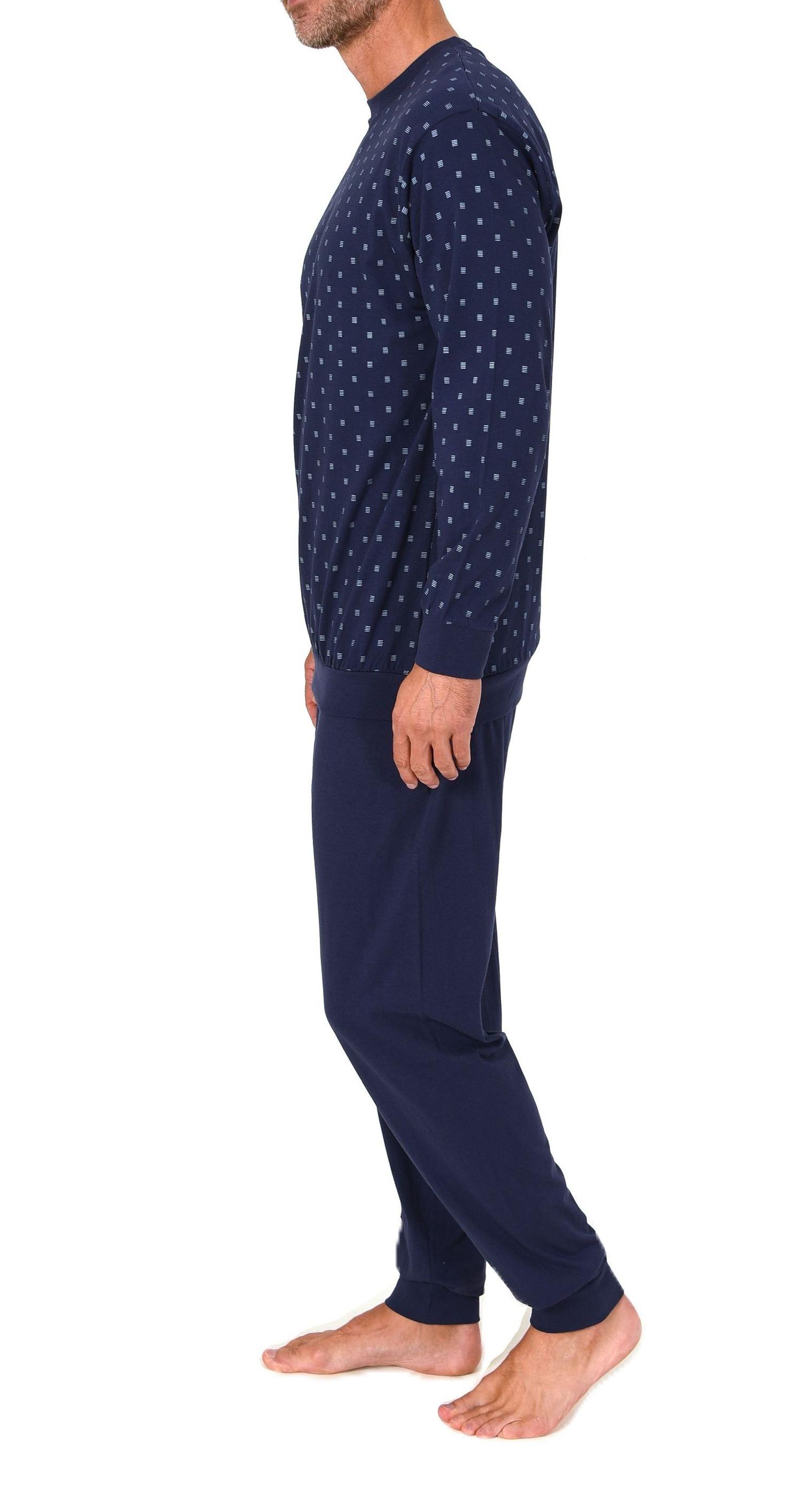 Normann Herren Schlafanzug langarm Pyjama mit Bündchen in eleganter Optik