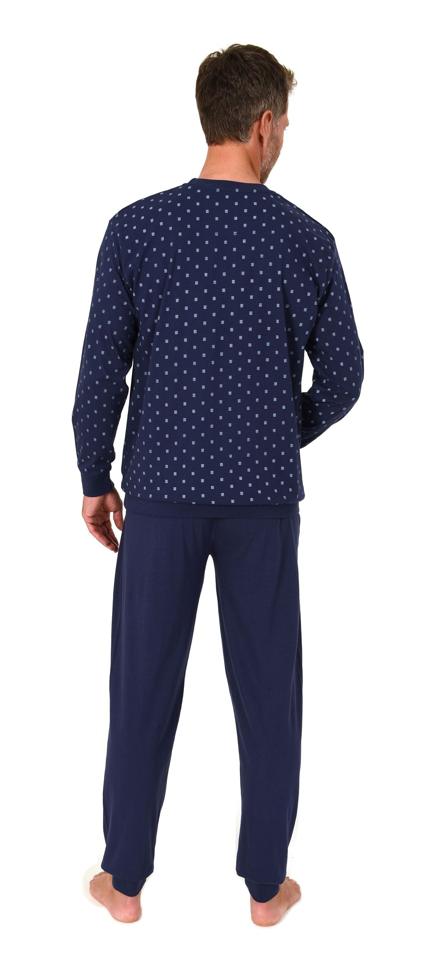 Normann Herren Schlafanzug langarm Pyjama mit Bündchen in eleganter Optik