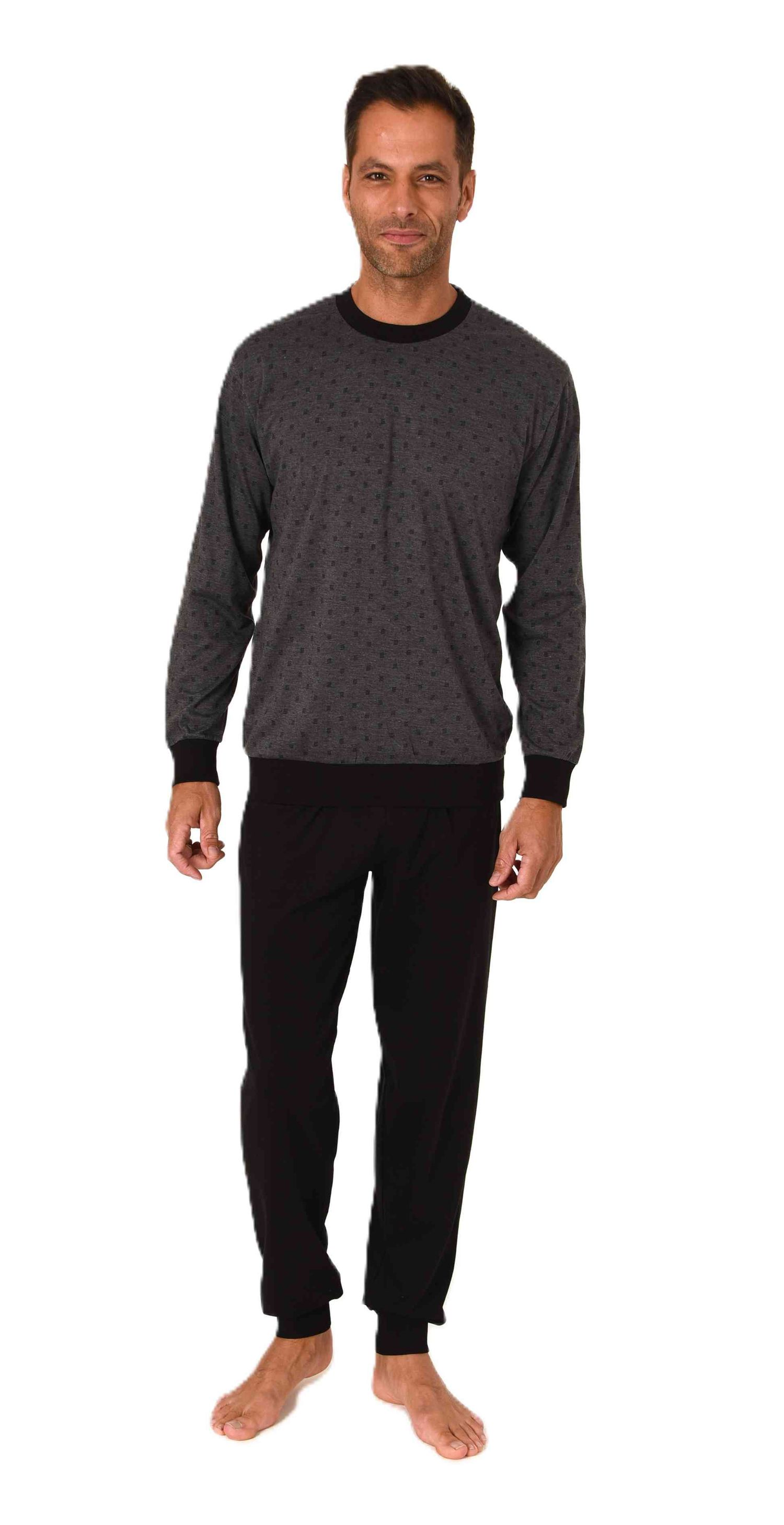 Normann Herren Schlafanzug langarm Pyjama mit Bündchen in eleganter Optik Normann Herren Schlafanzug langarm Pyjama mit Bündchen in eleganter Optik