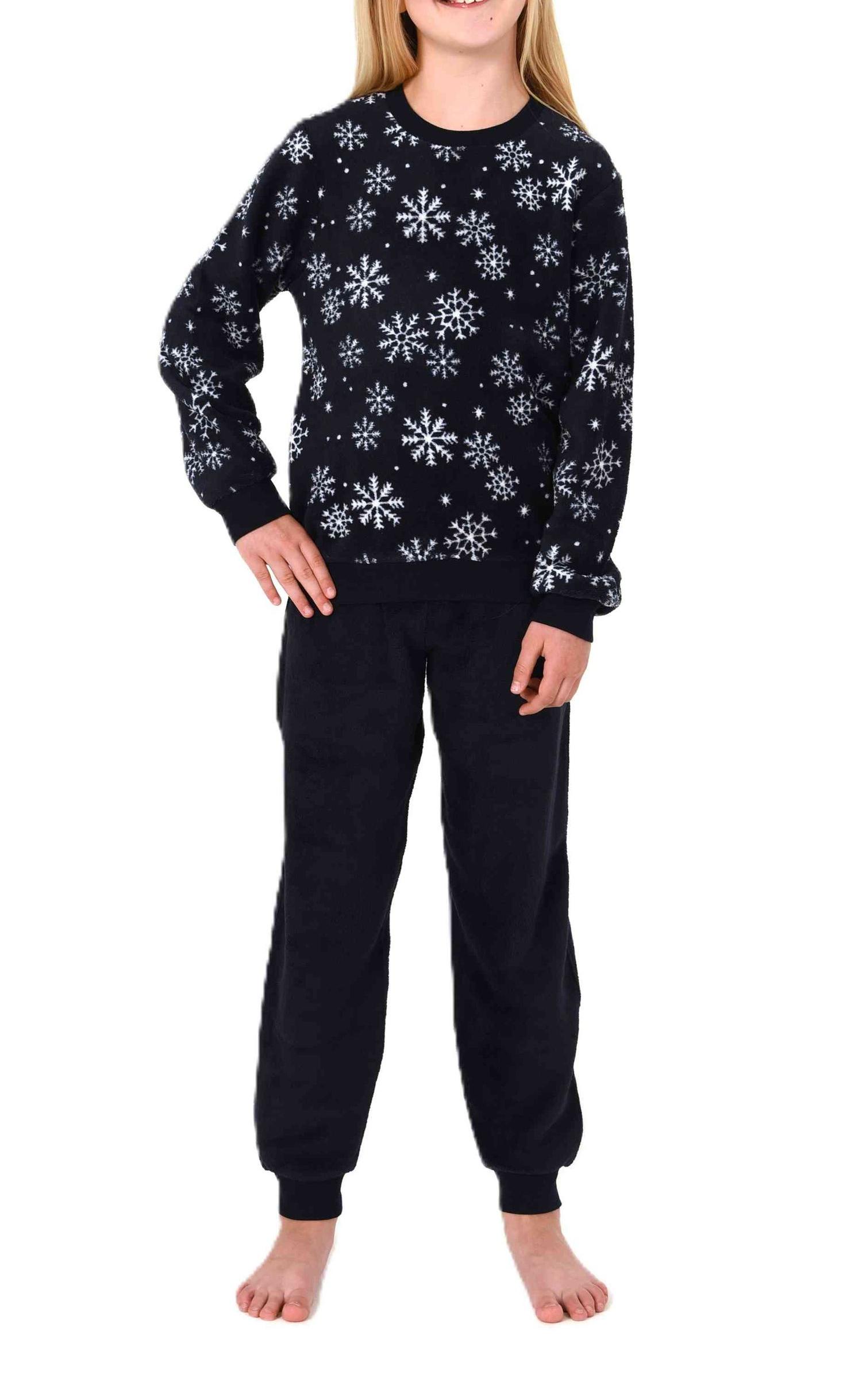 Kuschelig warmer Mädchen Schlafanzug Pyjama aus Coralfleece in toller Optik