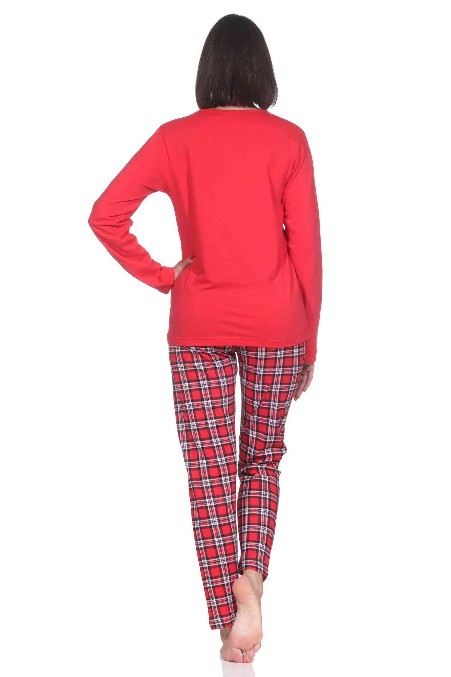 Normann Damen langarm Weihnachts Schlafanzug Pyjama mit weihnachtlichen Motiv in rot Normann Damen langarm Weihnachts Schlafanzug Pyjama mit weihnachtlichen Motiv