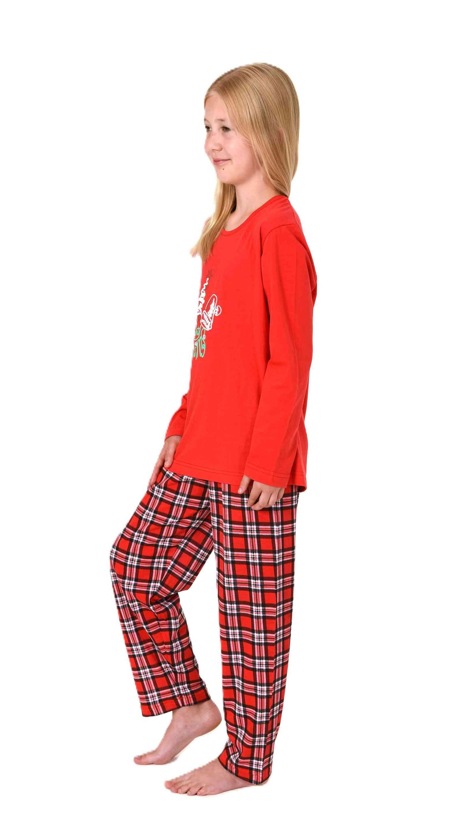 Normann Kinder UNISEX langarm Weihnachts Schlafanzug Pyjama mit lustigen Renntier Motiv