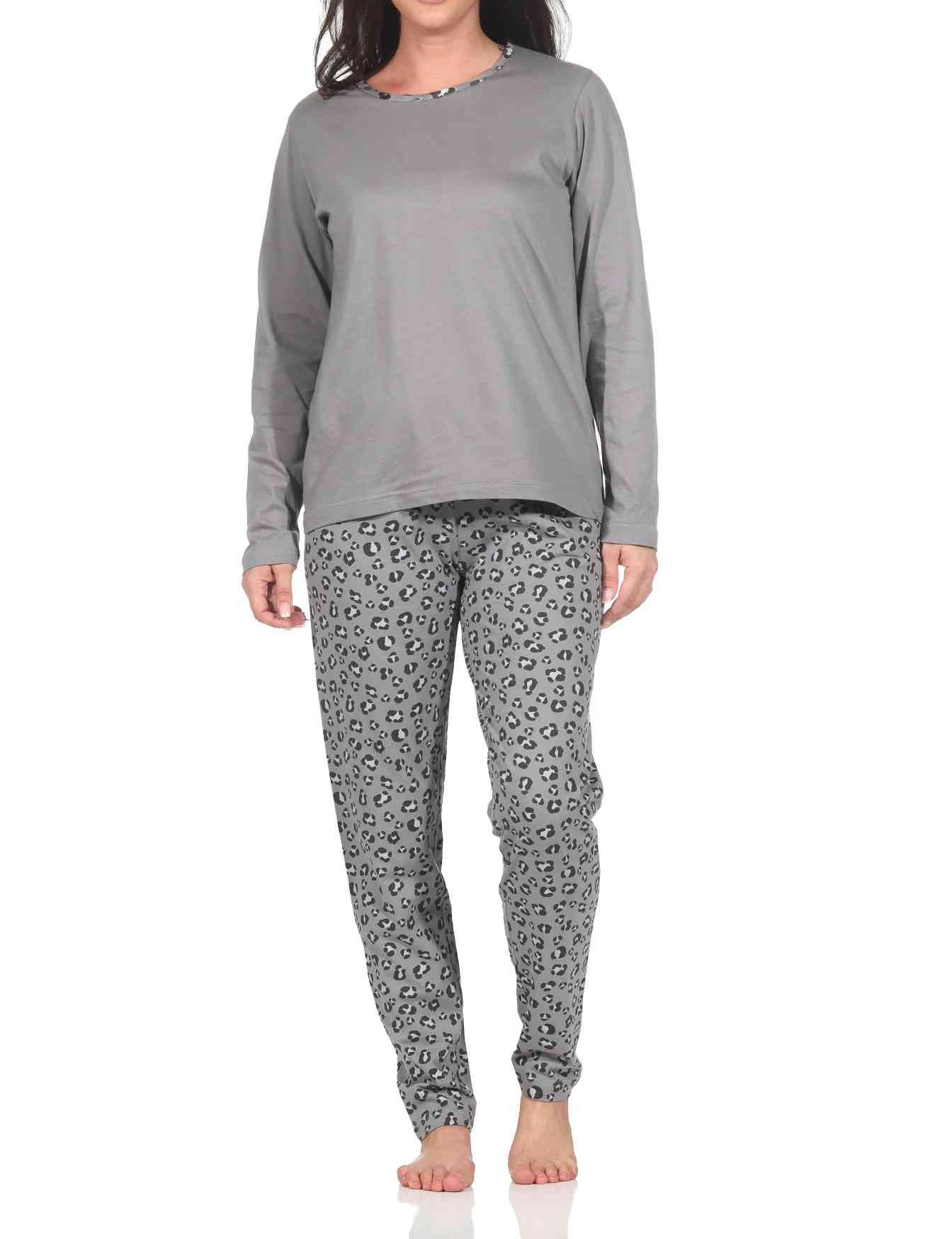 Normann Damen langarm Schlafanzug Pyjama in wunderschönen Animal Print Look