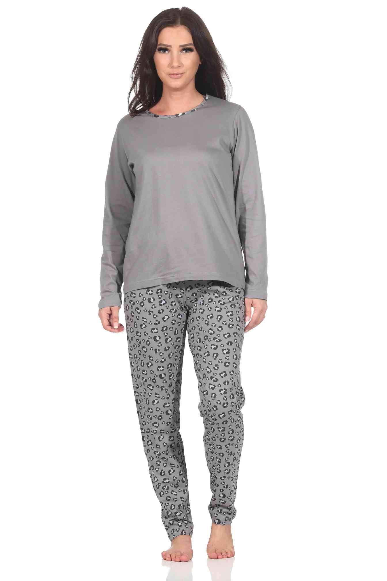 Normann Damen langarm Schlafanzug Pyjama in wunderschönen Animal Print Look