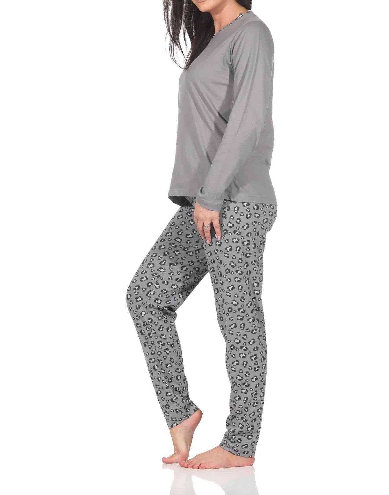 Normann Damen langarm Schlafanzug Pyjama in wunderschönen Animal Print Look