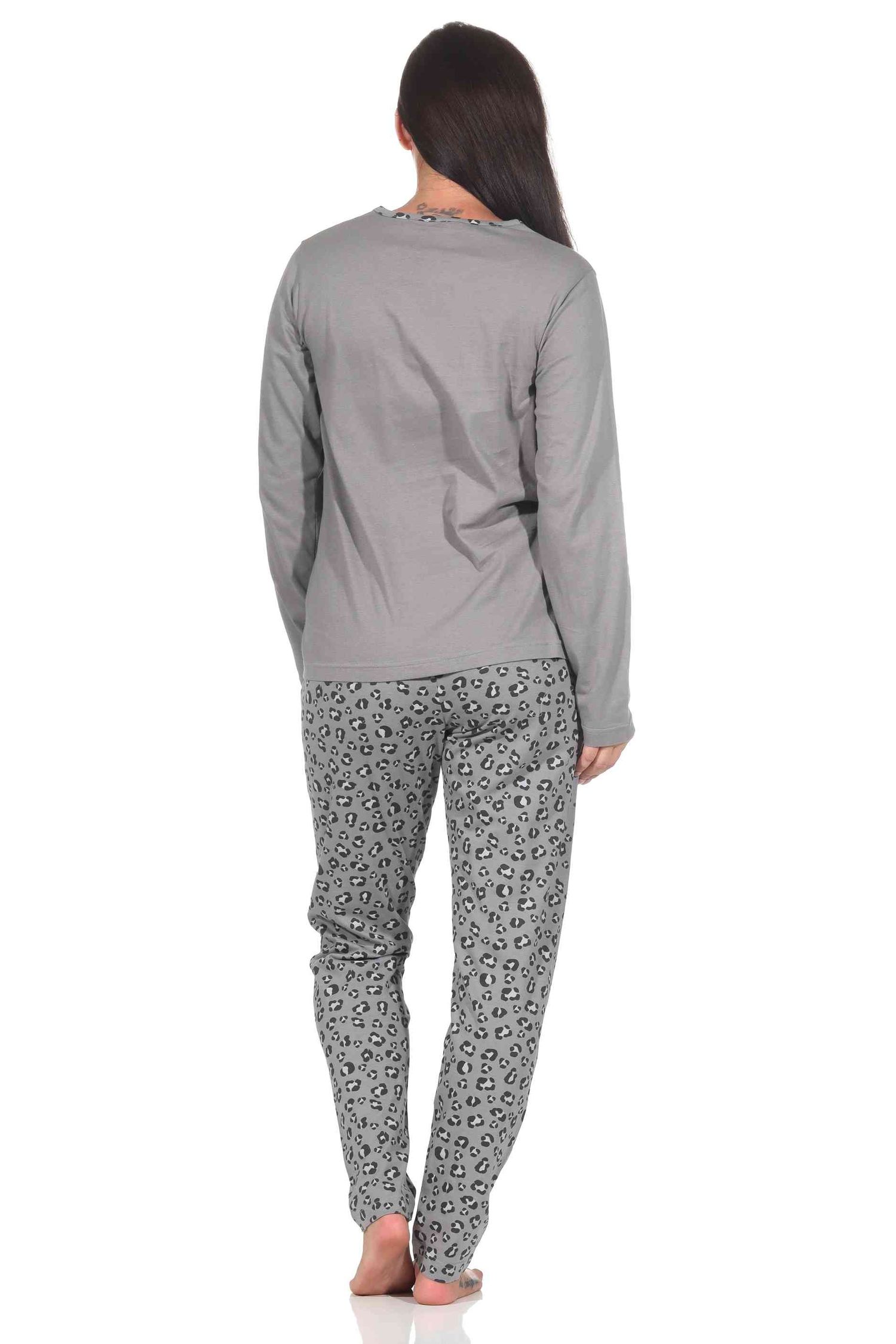 Normann Damen langarm Schlafanzug Pyjama in wunderschönen Animal Print Look