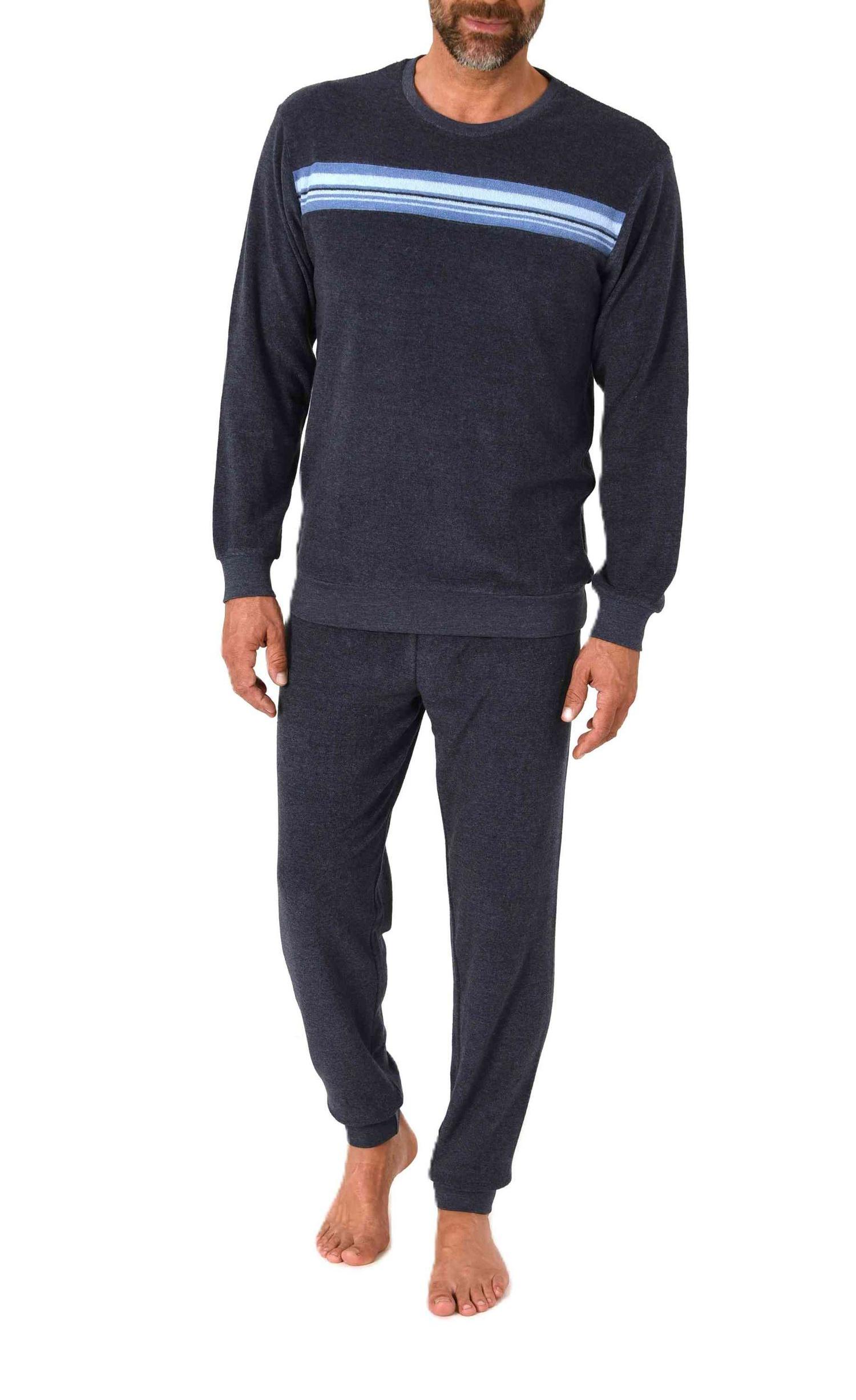 Normann Herren Frottee Schlafanzug lang mit Bündchen in edler Optik - auch in Übergrößen