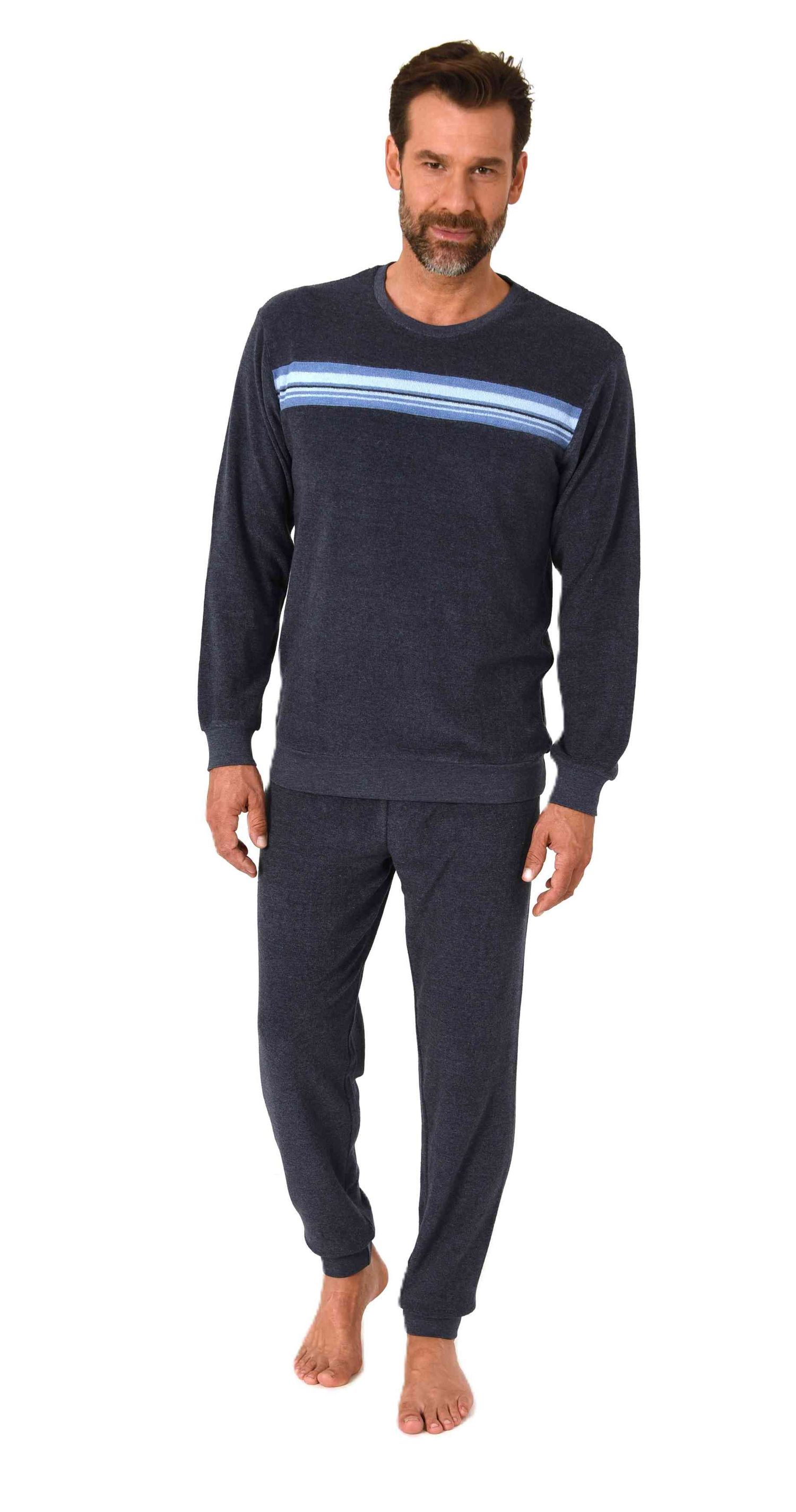 Normann Herren Frottee Schlafanzug lang mit Bündchen in edler Optik - auch in Übergrößen