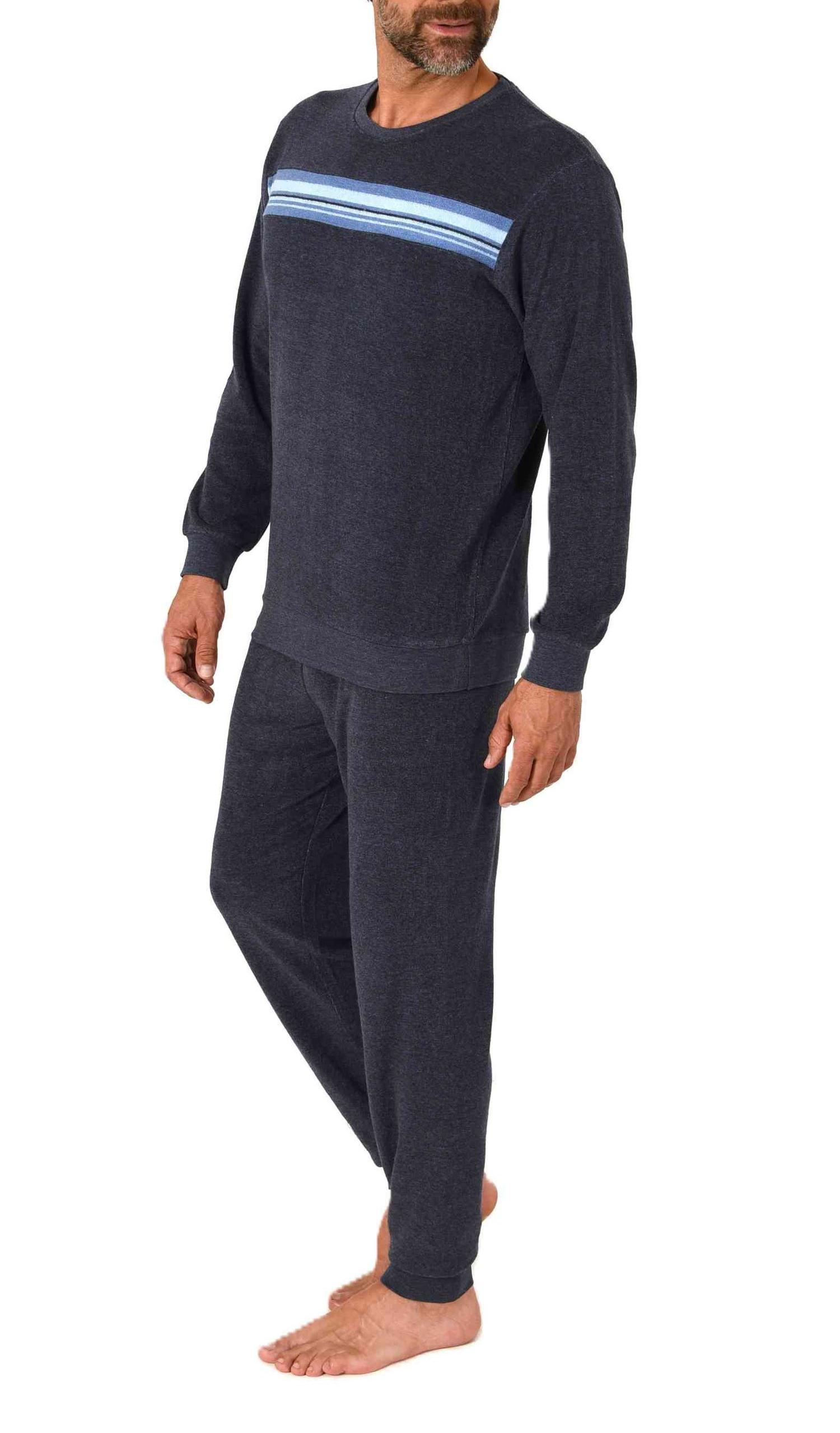 Normann Herren Frottee Schlafanzug lang mit Bündchen in edler Optik - auch in Übergrößen