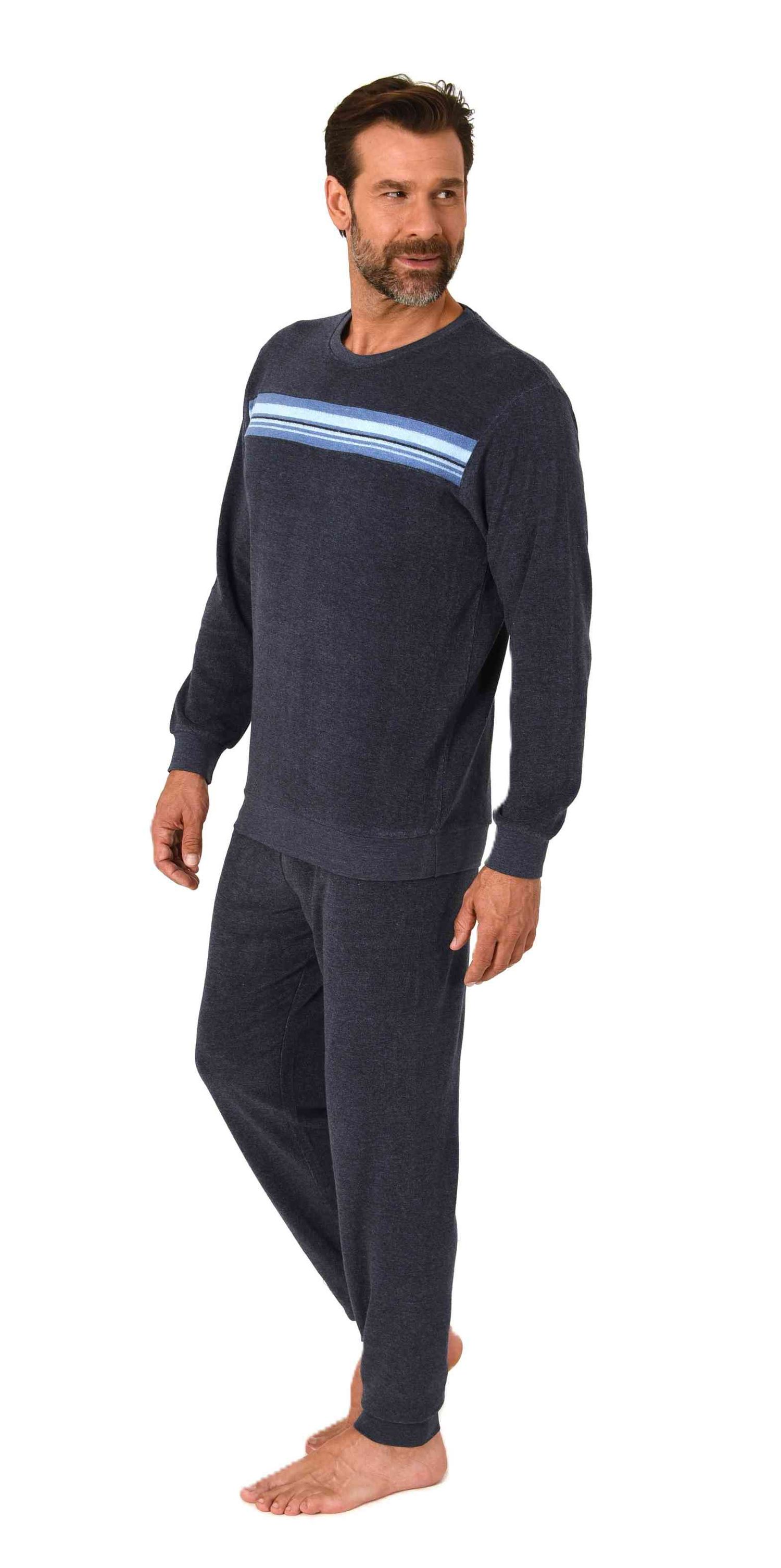 Normann Herren Frottee Schlafanzug lang mit Bündchen in edler Optik - auch in Übergrößen