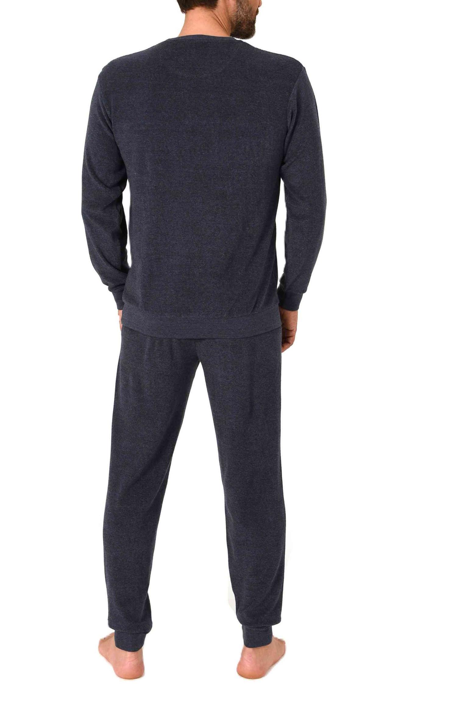 Normann Herren Frottee Schlafanzug lang mit Bündchen in edler Optik - auch in Übergrößen