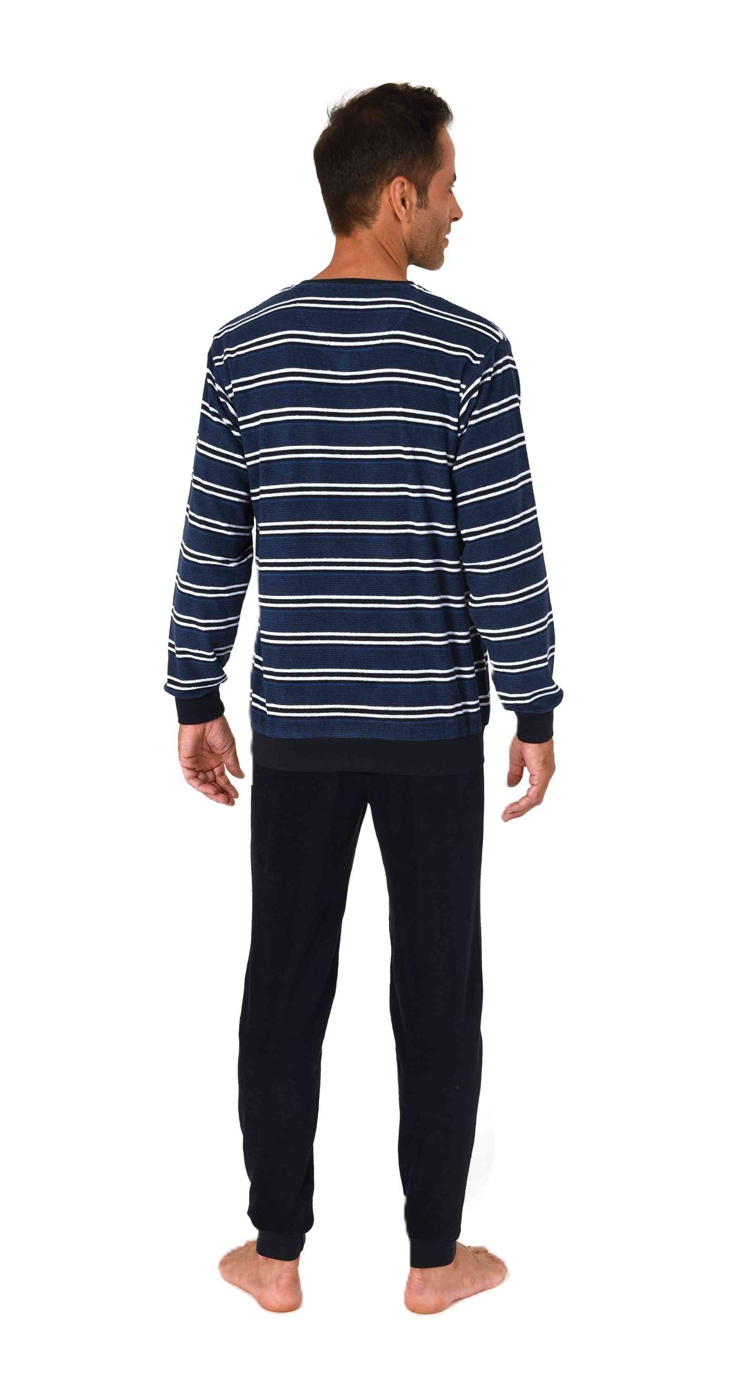 Normann Herren Frottee Schlafanzug lang in Streifenoptik mit Bündchen - auch in Übergröße Normann Herren Frottee Schlafanzug lang in Streifenoptik mit Bündchen - auch in Übergröße
