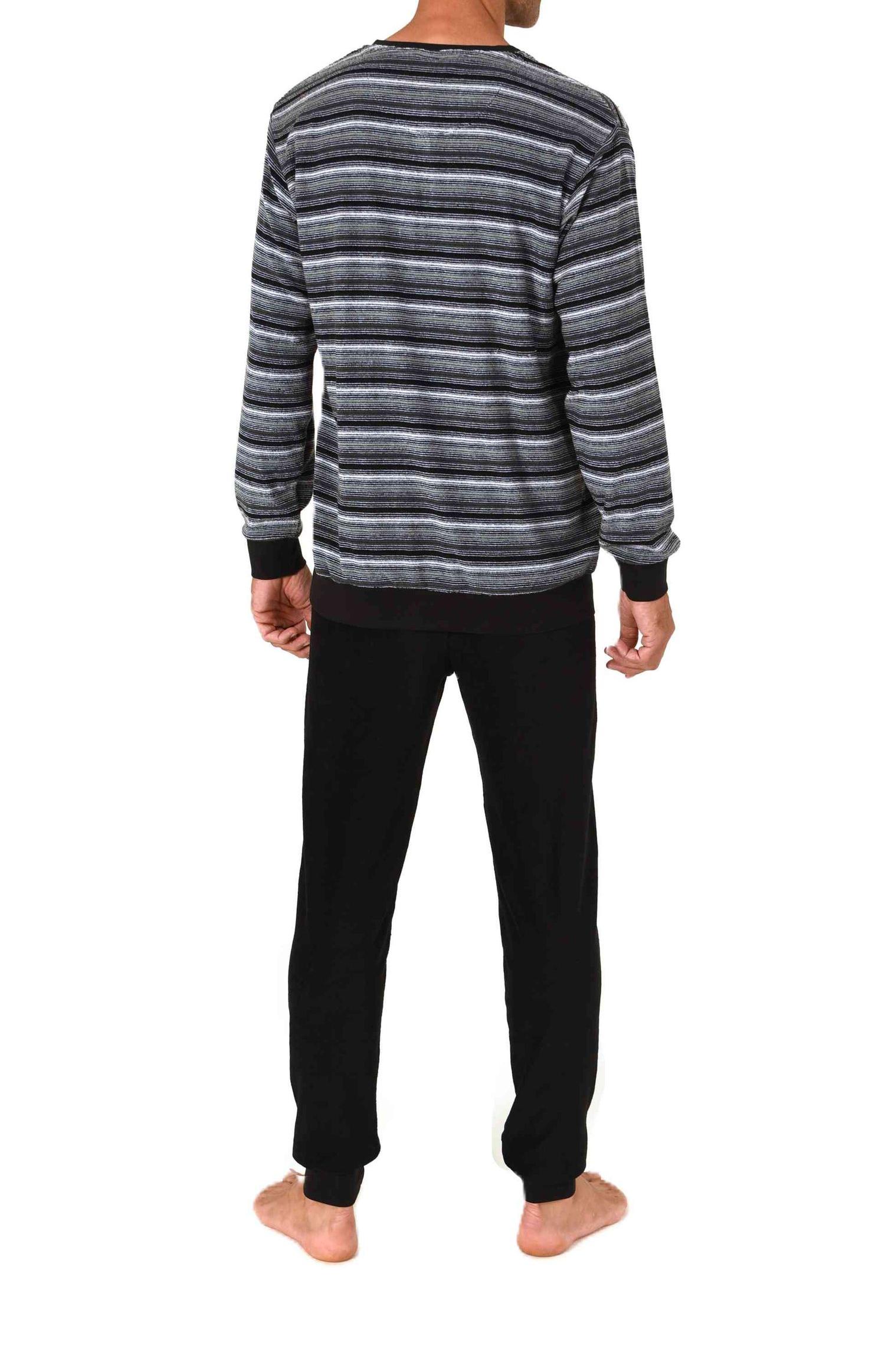 Normann Herren Frottee Schlafanzug lang mit Knopfleiste und Bündchen - auch in Übergröße