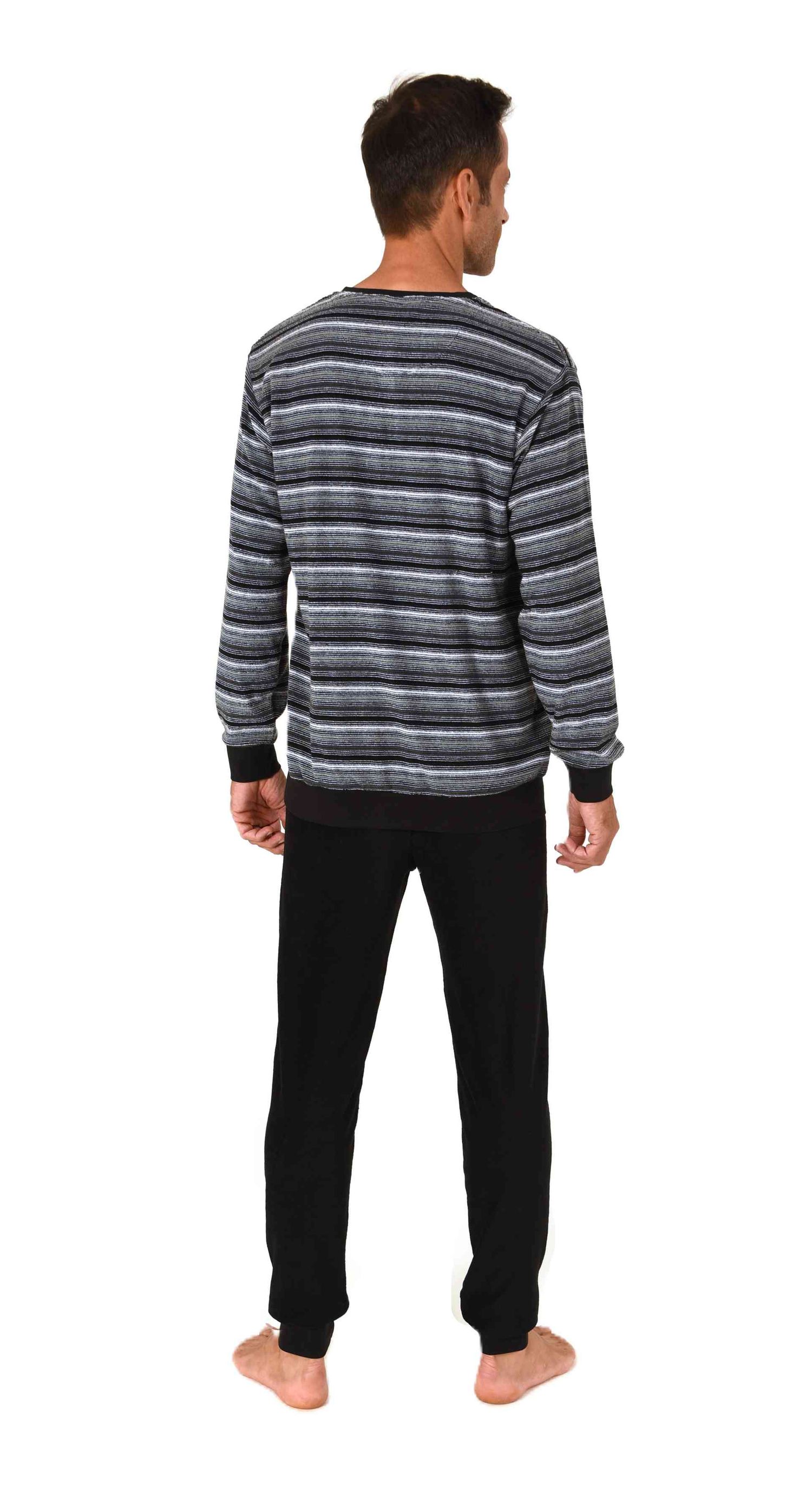 Normann Herren Frottee Schlafanzug lang mit Knopfleiste und Bündchen - auch in Übergröße