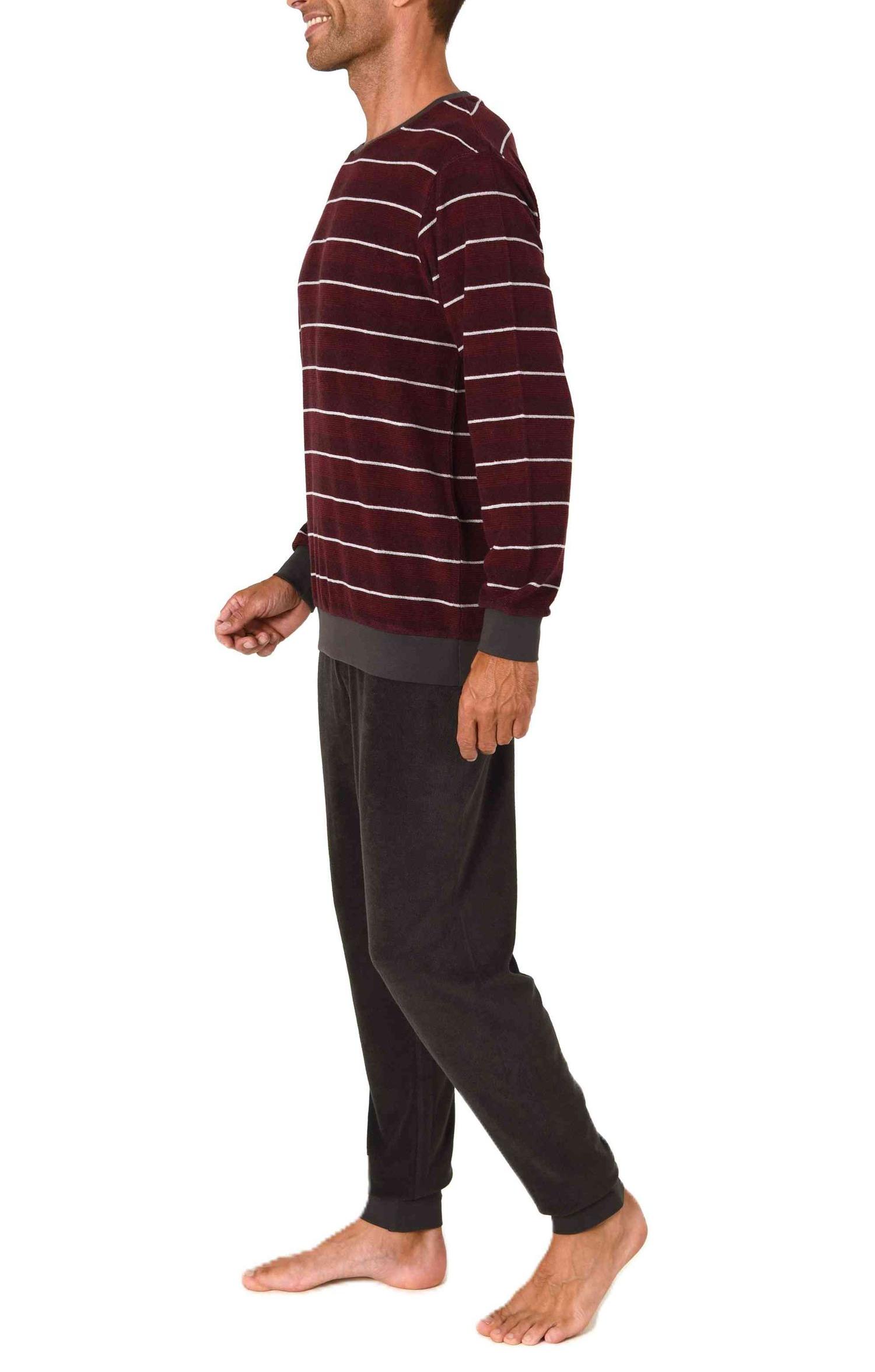 Normann Herren Frottee Schlafanzug langarm Pyjama mit Bündchen - auch in Übergrößen