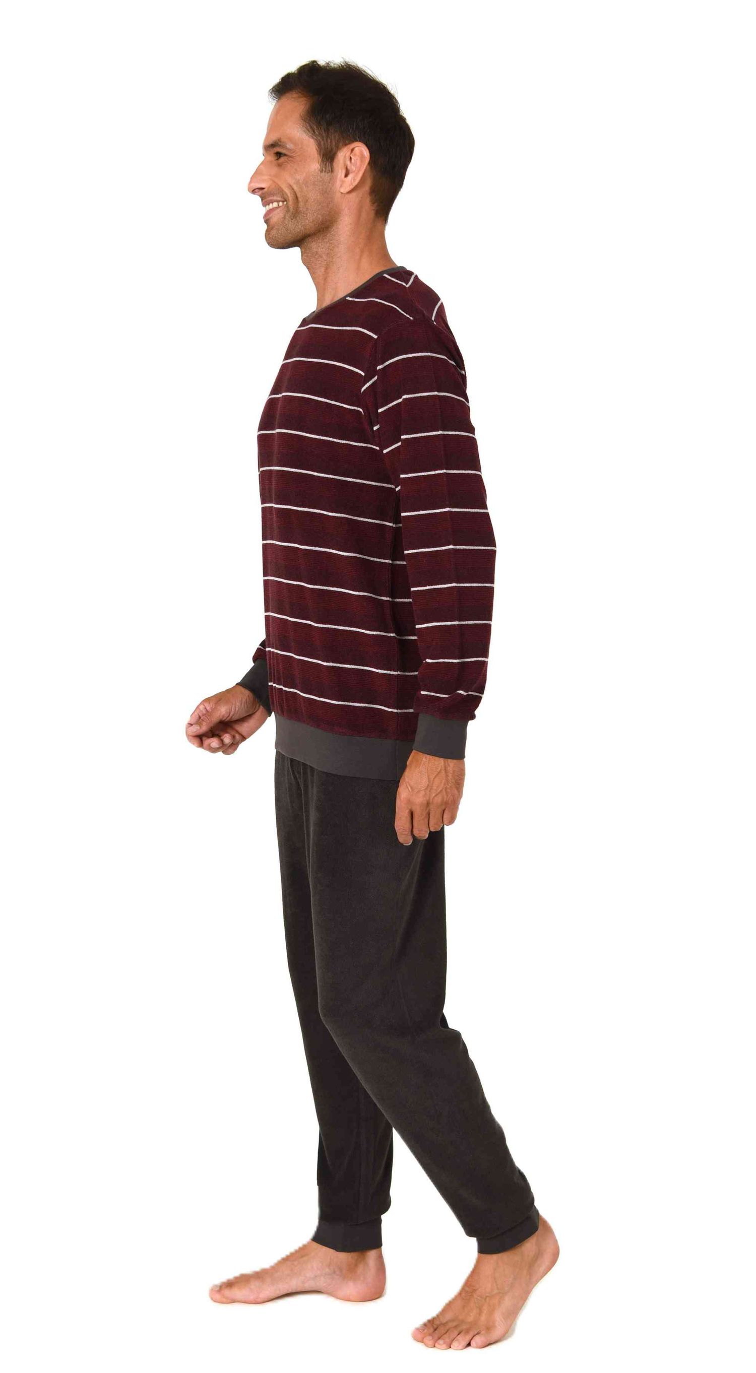 Normann Herren Frottee Schlafanzug langarm Pyjama mit Bündchen - auch in Übergrößen