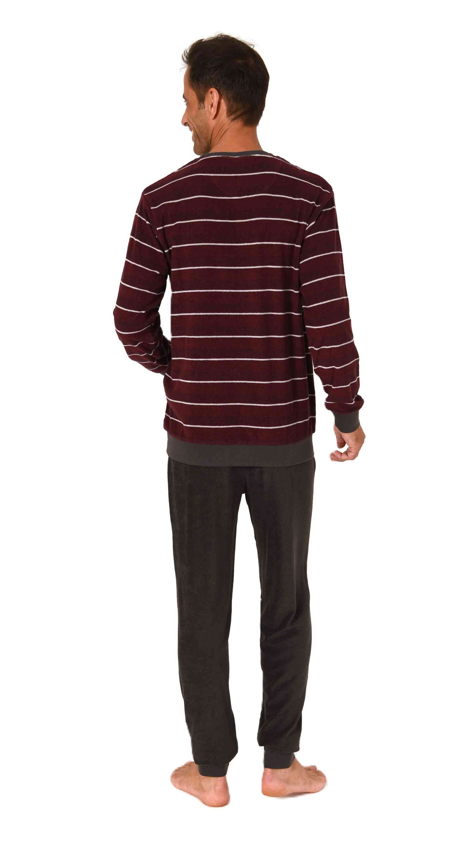 Normann Herren Frottee Schlafanzug langarm Pyjama mit Bündchen - auch in Übergrößen