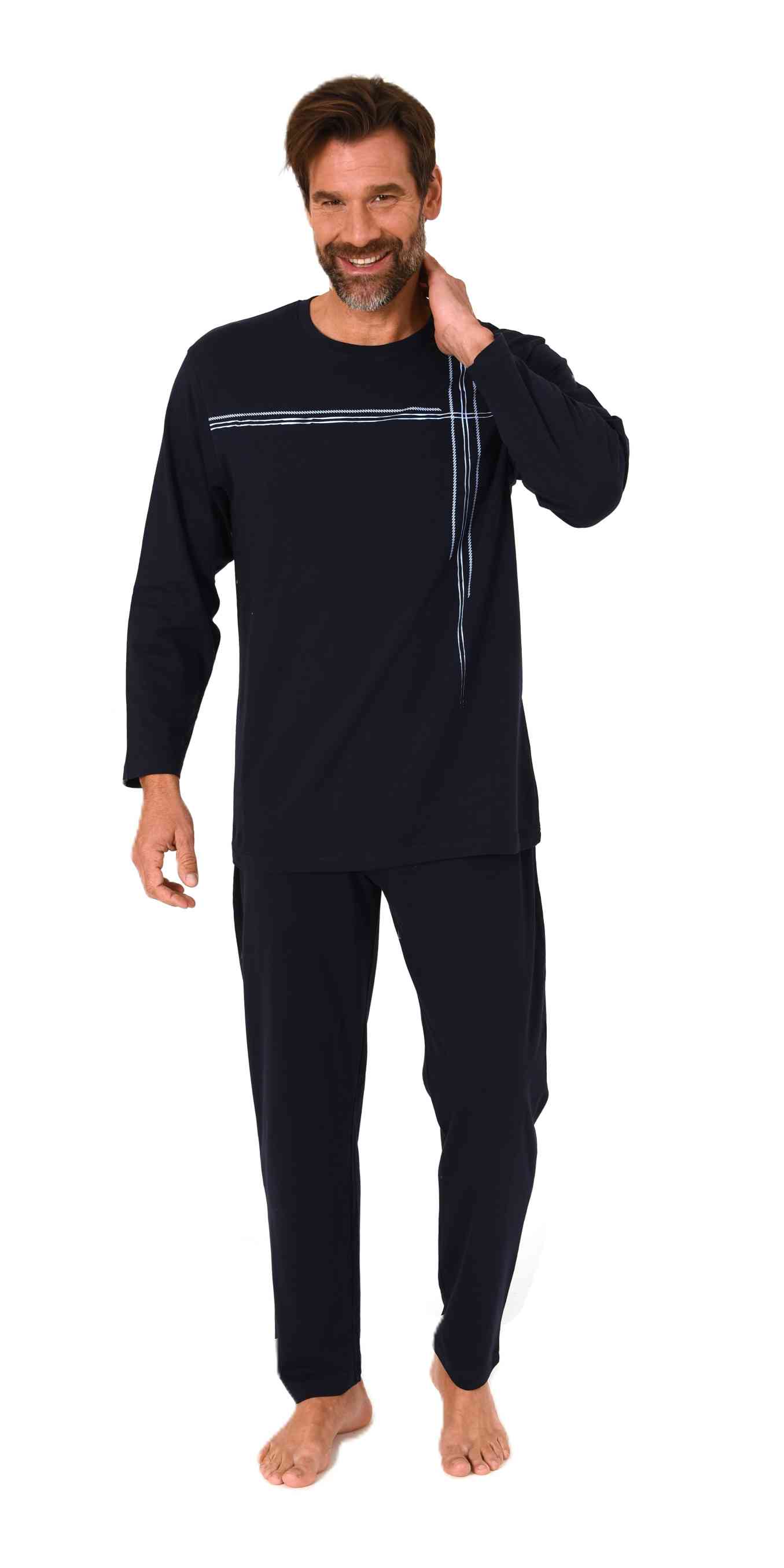 Normann Herren langarm Schlafanzug Pyjama mit Frontprint in zeitlos eleganter Optik Normann Herren langarm Schlafanzug Pyjama mit Frontprint in zeitlos eleganter Optik