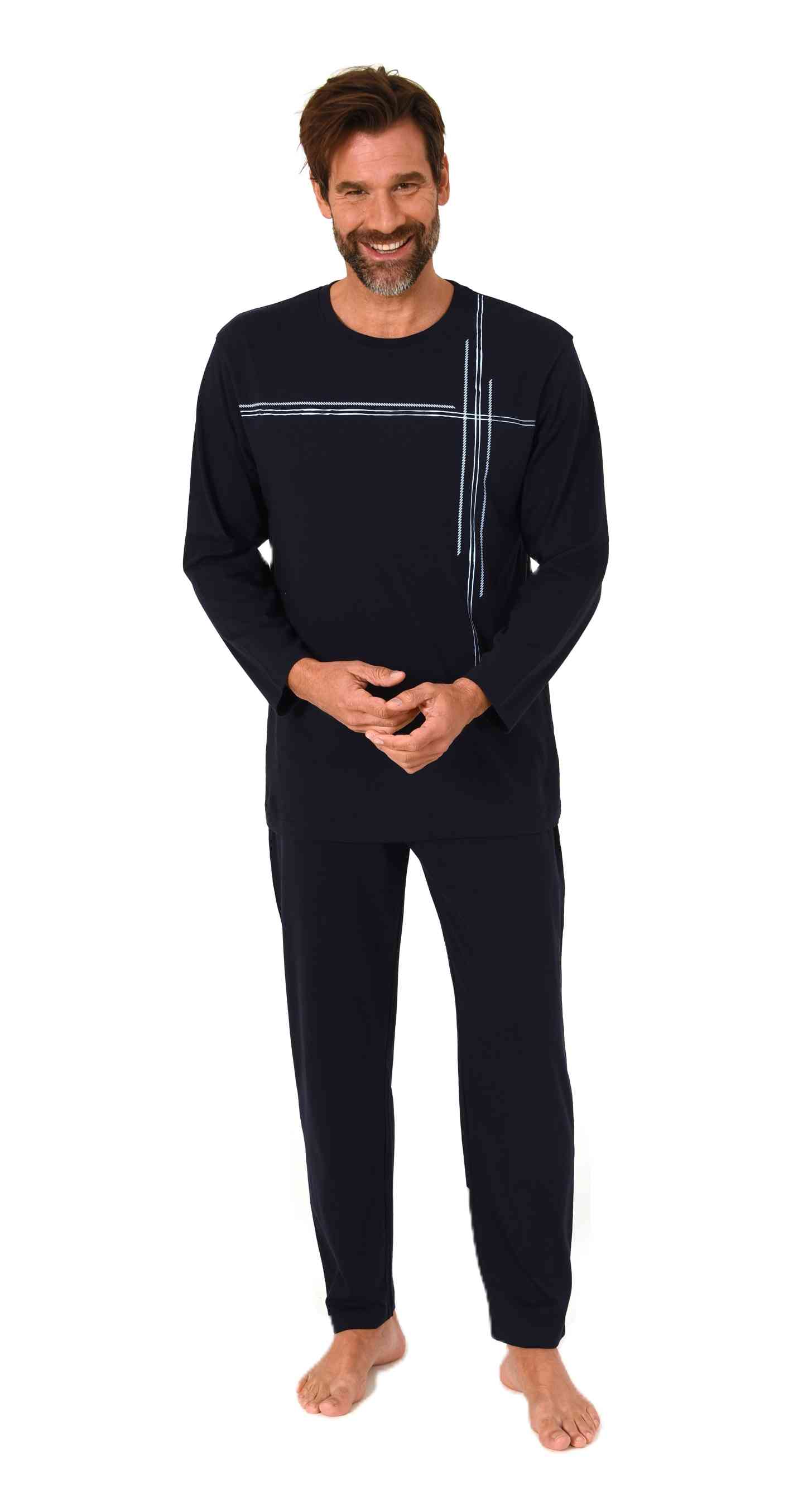 Normann Herren langarm Schlafanzug Pyjama mit Frontprint in zeitlos eleganter Optik Normann Herren langarm Schlafanzug Pyjama mit Frontprint in zeitlos eleganter Optik