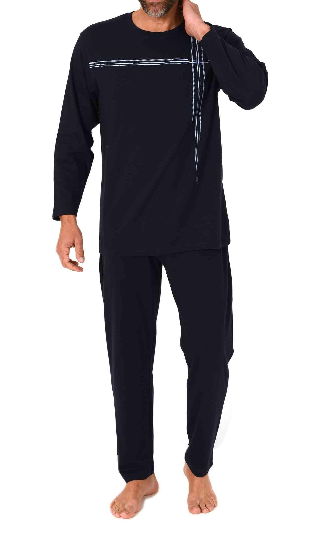 Normann Herren langarm Schlafanzug Pyjama mit Frontprint in zeitlos eleganter Optik