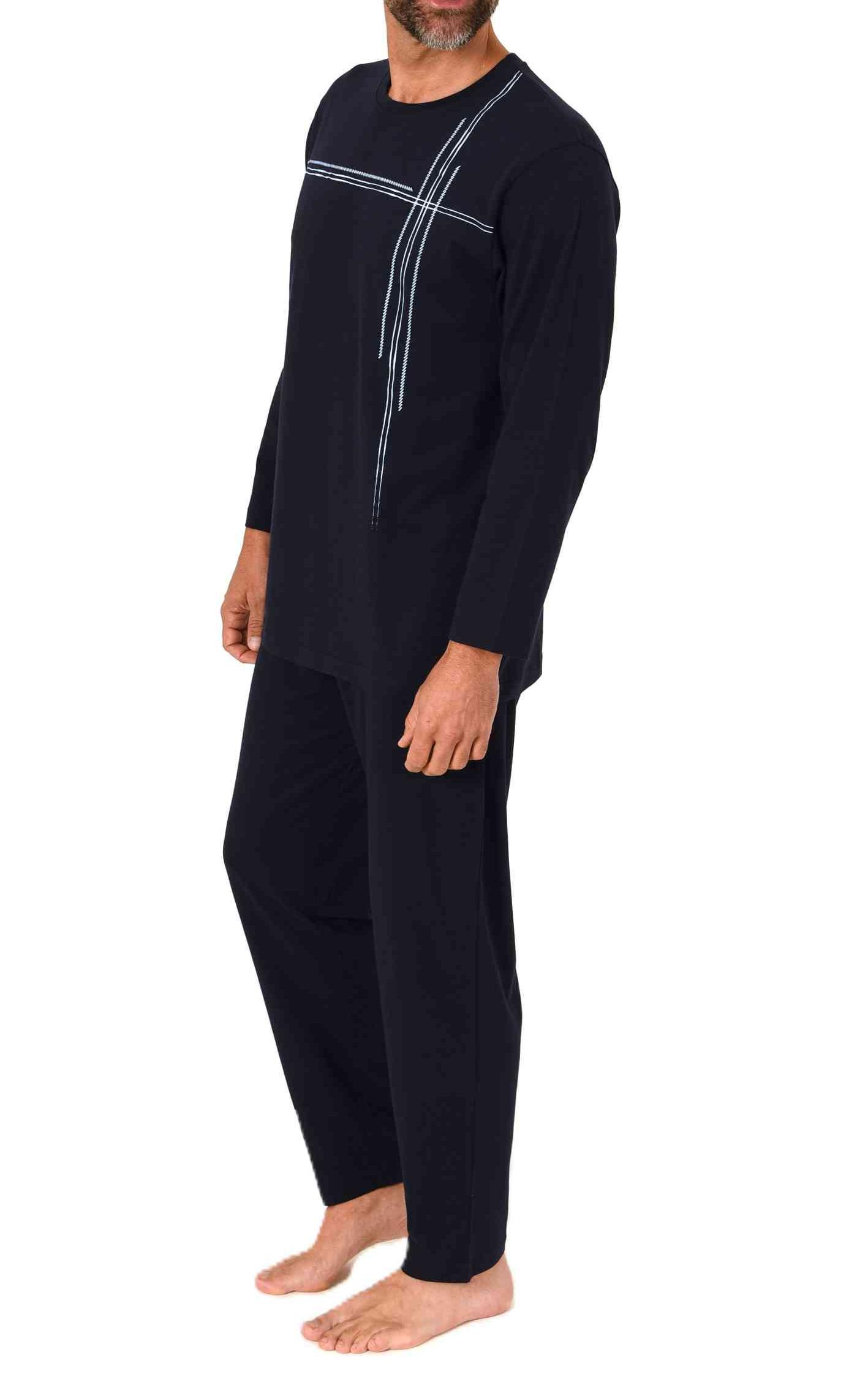 Normann Herren langarm Schlafanzug Pyjama mit Frontprint in zeitlos eleganter Optik