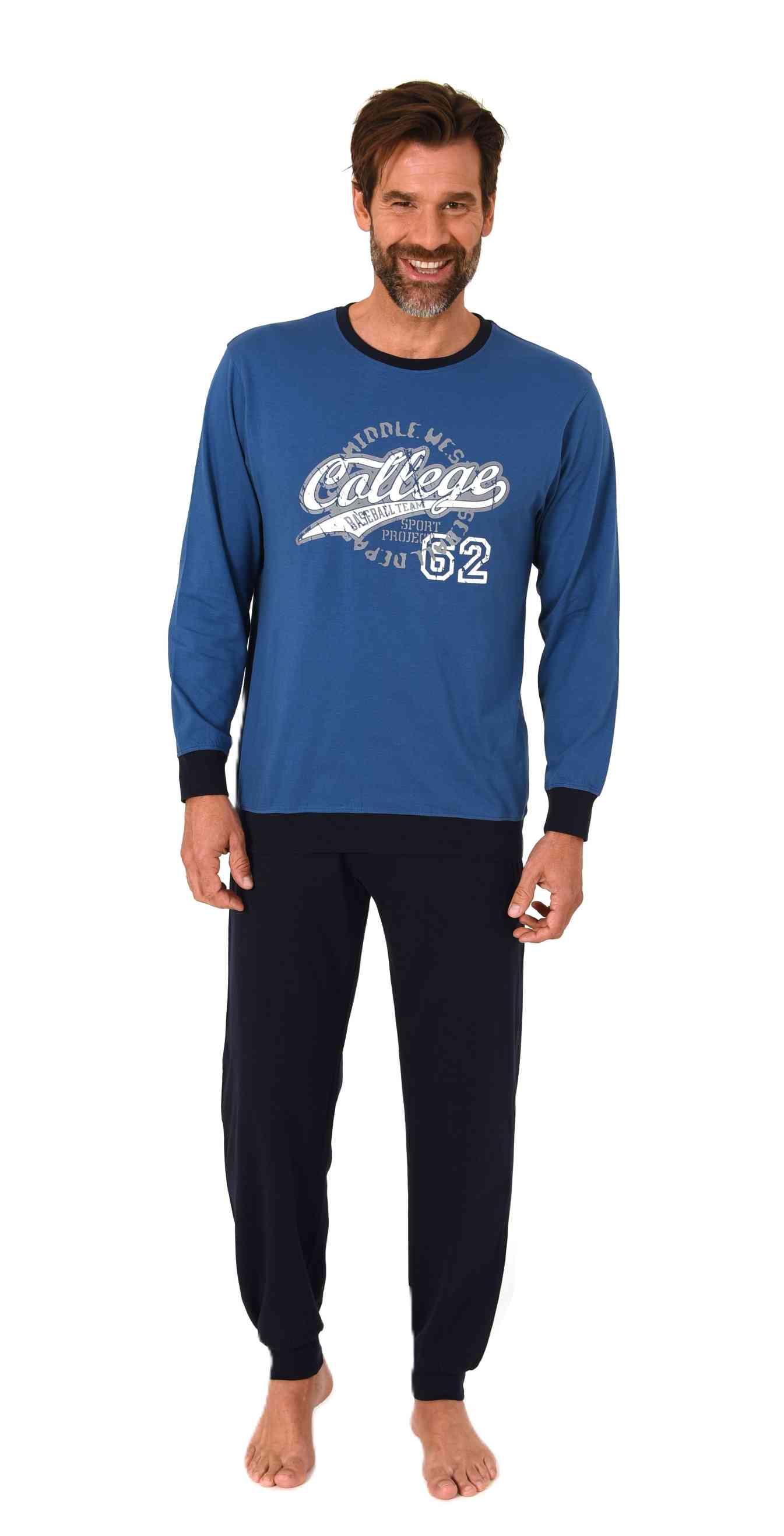 Normann Herren langarm Schlafanzug mit Bündchen Pyjama mit Frontprint in toller Optik Normann Herren langarm Schlafanzug mit Bündchen Pyjama mit Frontprint in toller Optik