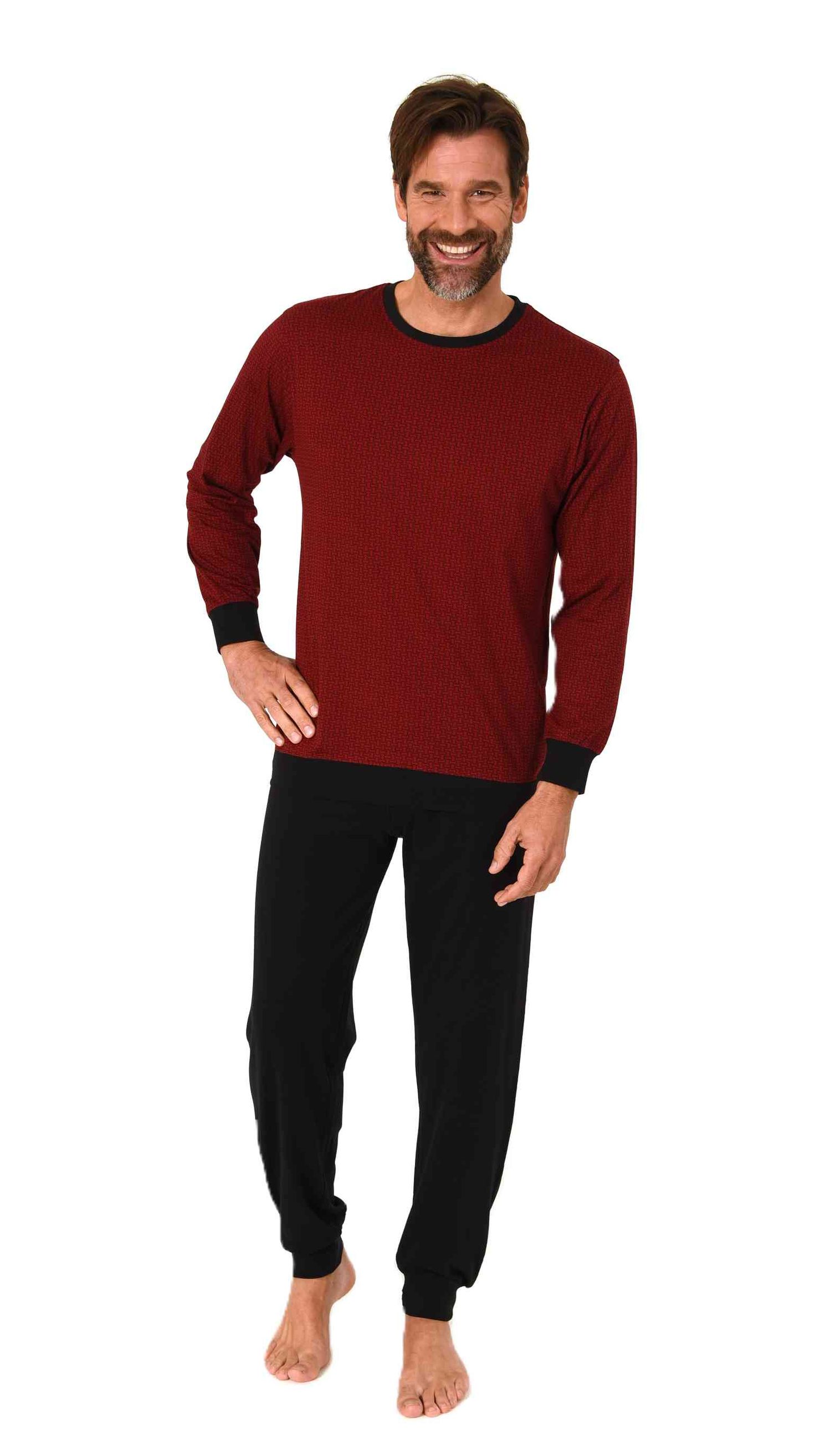 Normann Herren Schlafanzug langarm mit Bündchen Pyjama in zeitlos eleganter Optik Normann Herren Schlafanzug langarm mit Bündchen Pyjama in zeitlos eleganter Optik