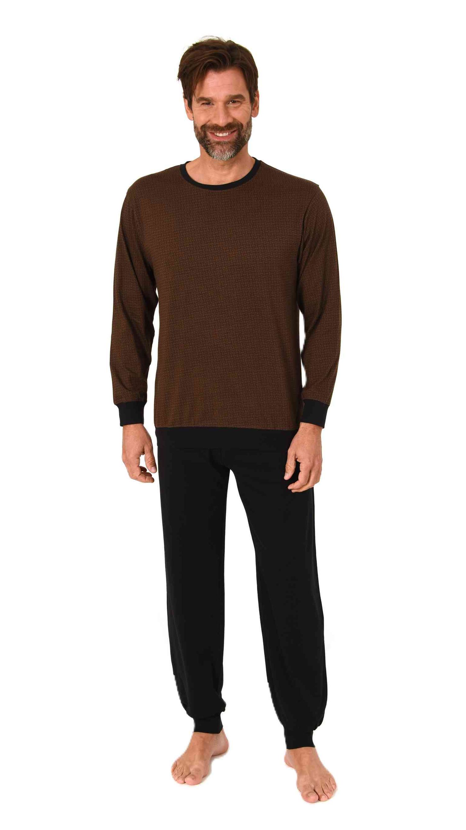 Normann Herren Schlafanzug langarm mit Bündchen Pyjama in zeitlos eleganter Optik Normann Herren Schlafanzug langarm mit Bündchen Pyjama in zeitlos eleganter Optik