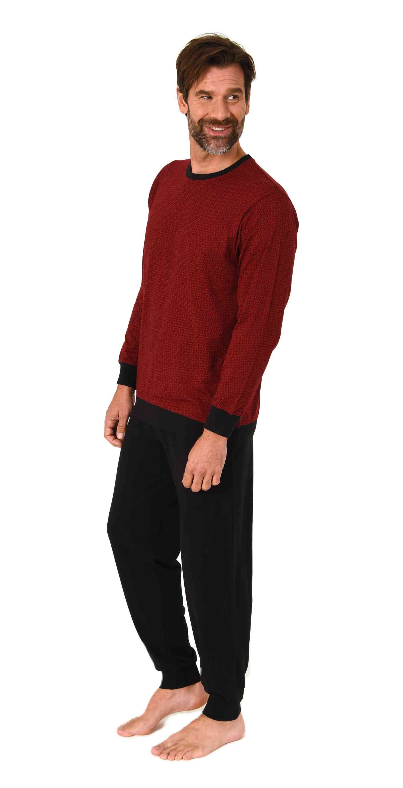 Normann Herren Schlafanzug langarm mit Bündchen Pyjama in zeitlos eleganter Optik