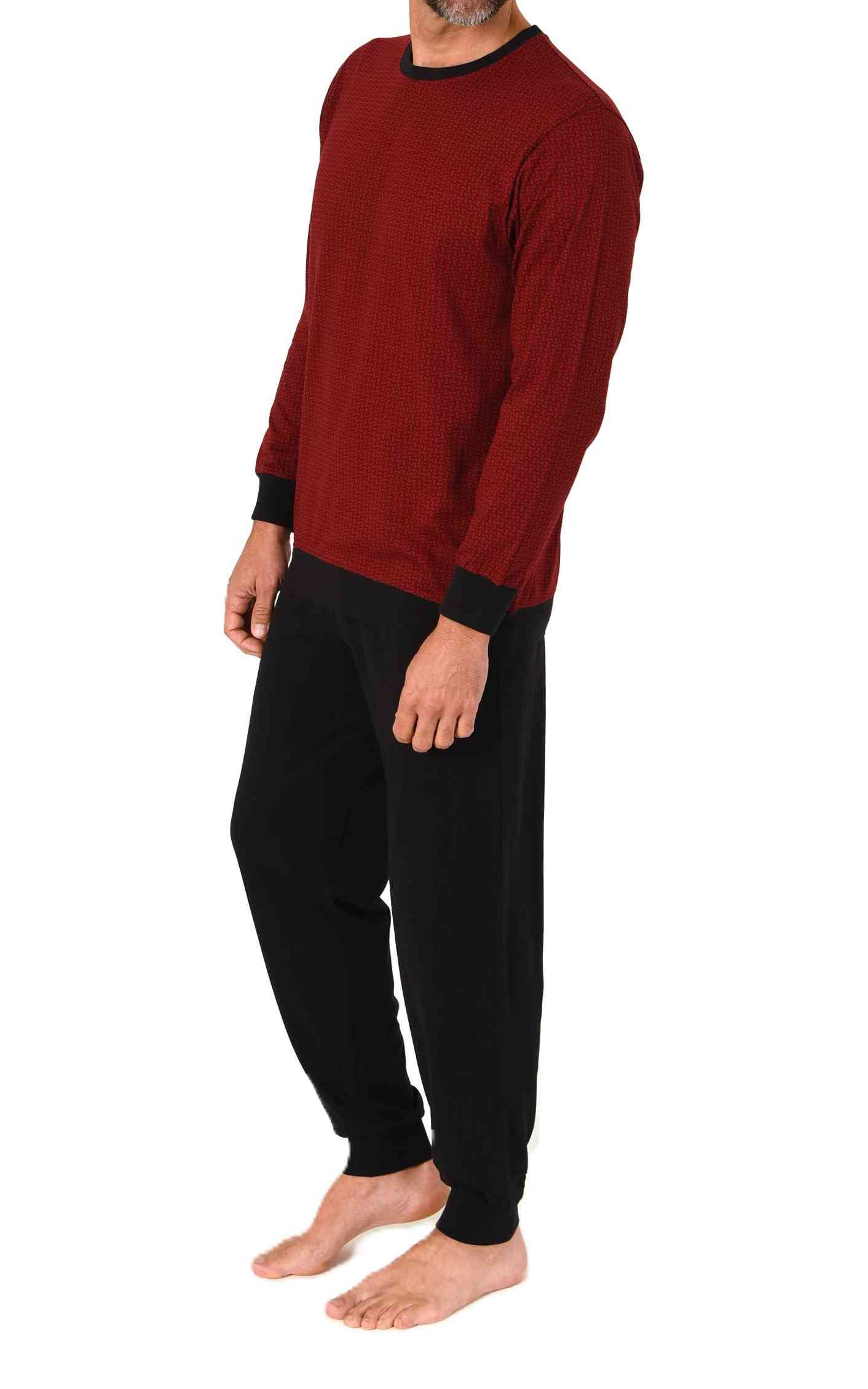 Normann Herren Schlafanzug langarm mit Bündchen Pyjama in zeitlos eleganter Optik