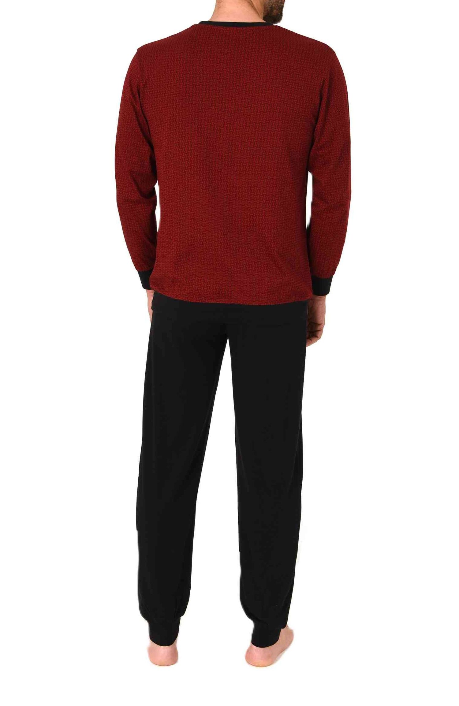 Normann Herren Schlafanzug langarm mit Bündchen Pyjama in zeitlos eleganter Optik