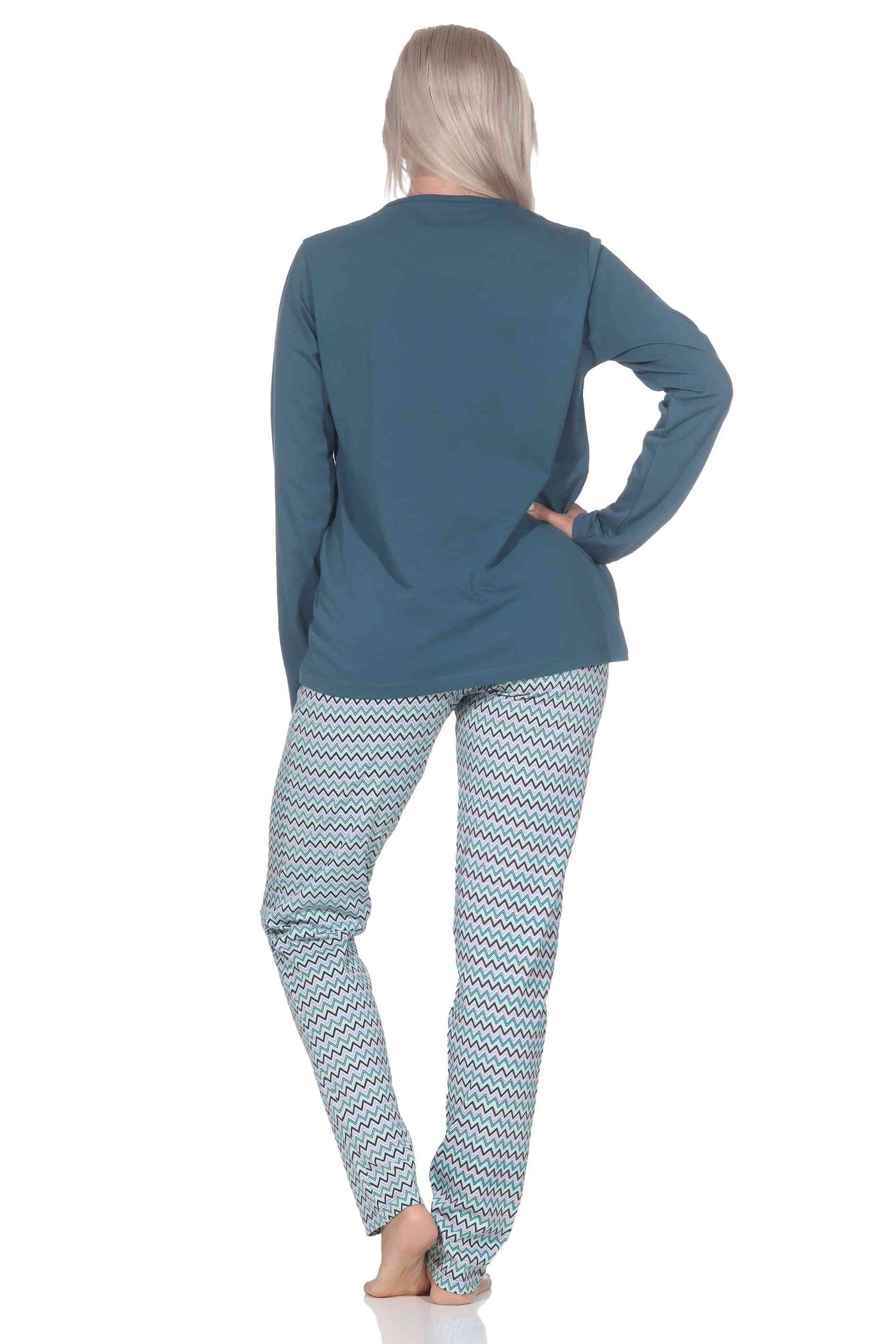 Normann Damen langarm Schlafanzug Pyjama im Ethnolook