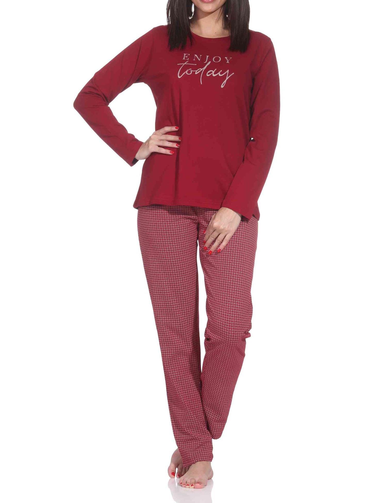 Normann Damen langarm Schlafanzug Pyjama im eleganter Optik