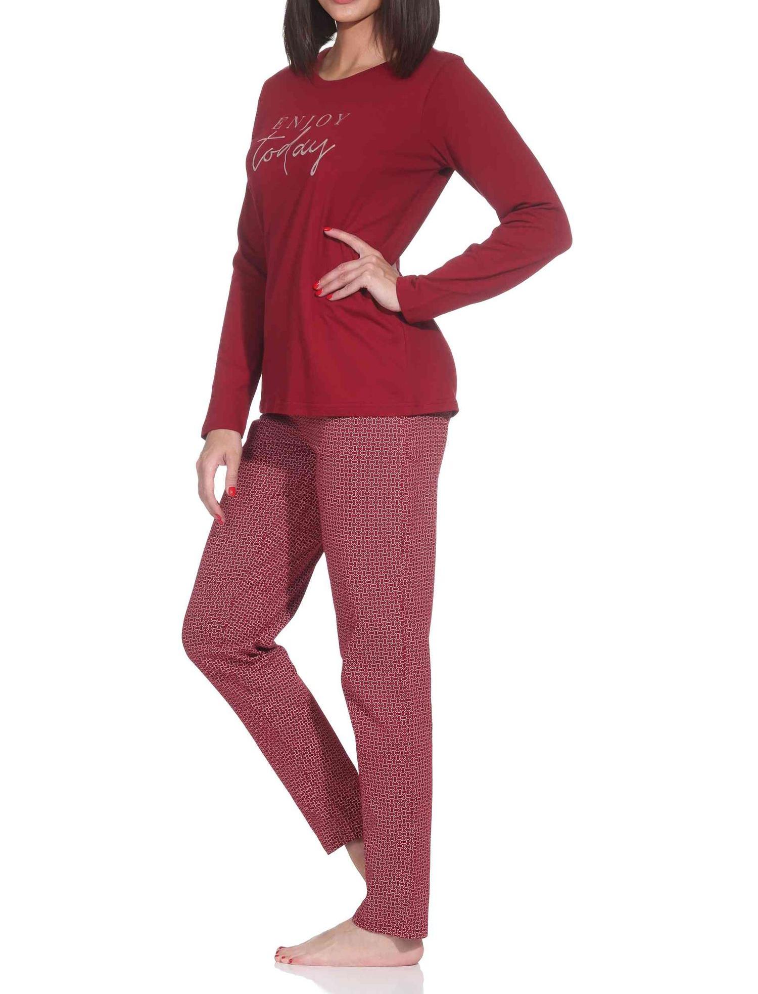 Normann Damen langarm Schlafanzug Pyjama im eleganter Optik