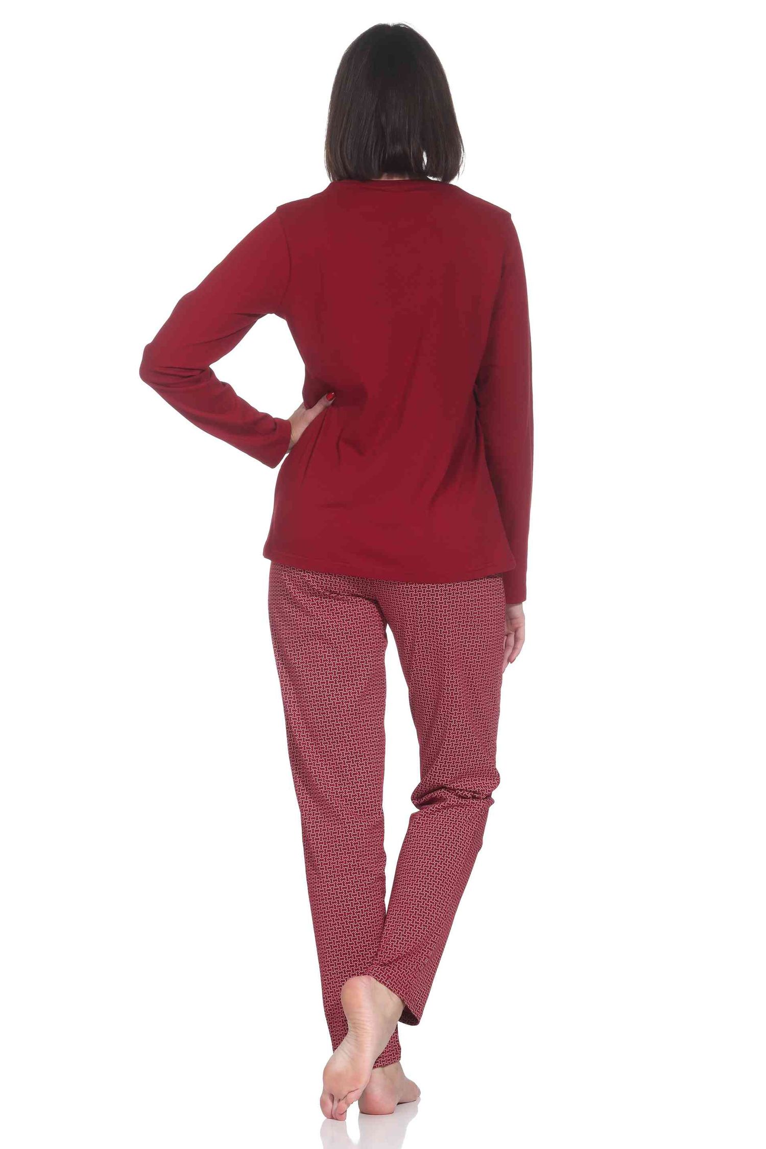 Normann Damen langarm Schlafanzug Pyjama im eleganter Optik