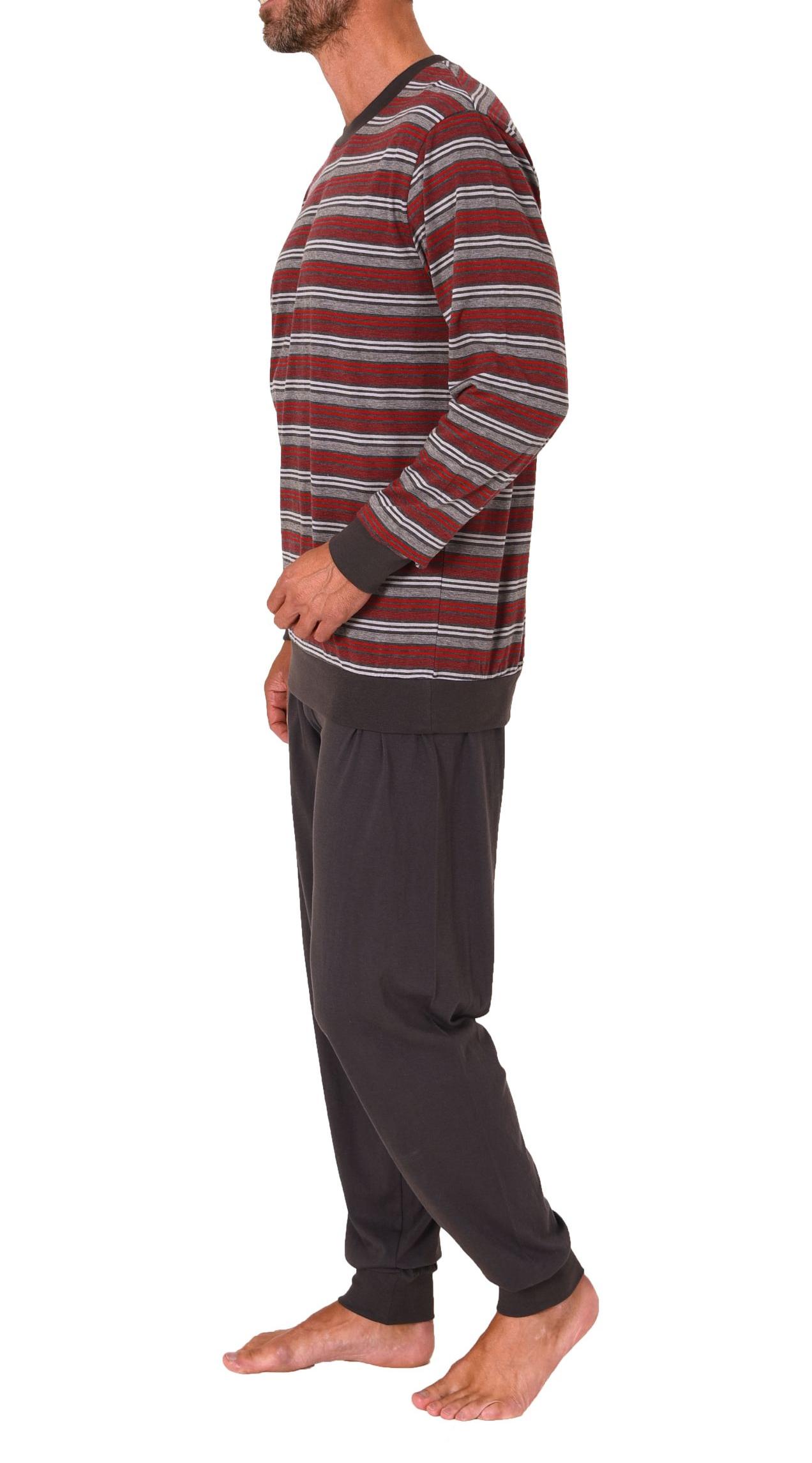 Normann Herren Frottee Schlafanzug langarm Pyjama mit Bündchen - auch in Übergröße